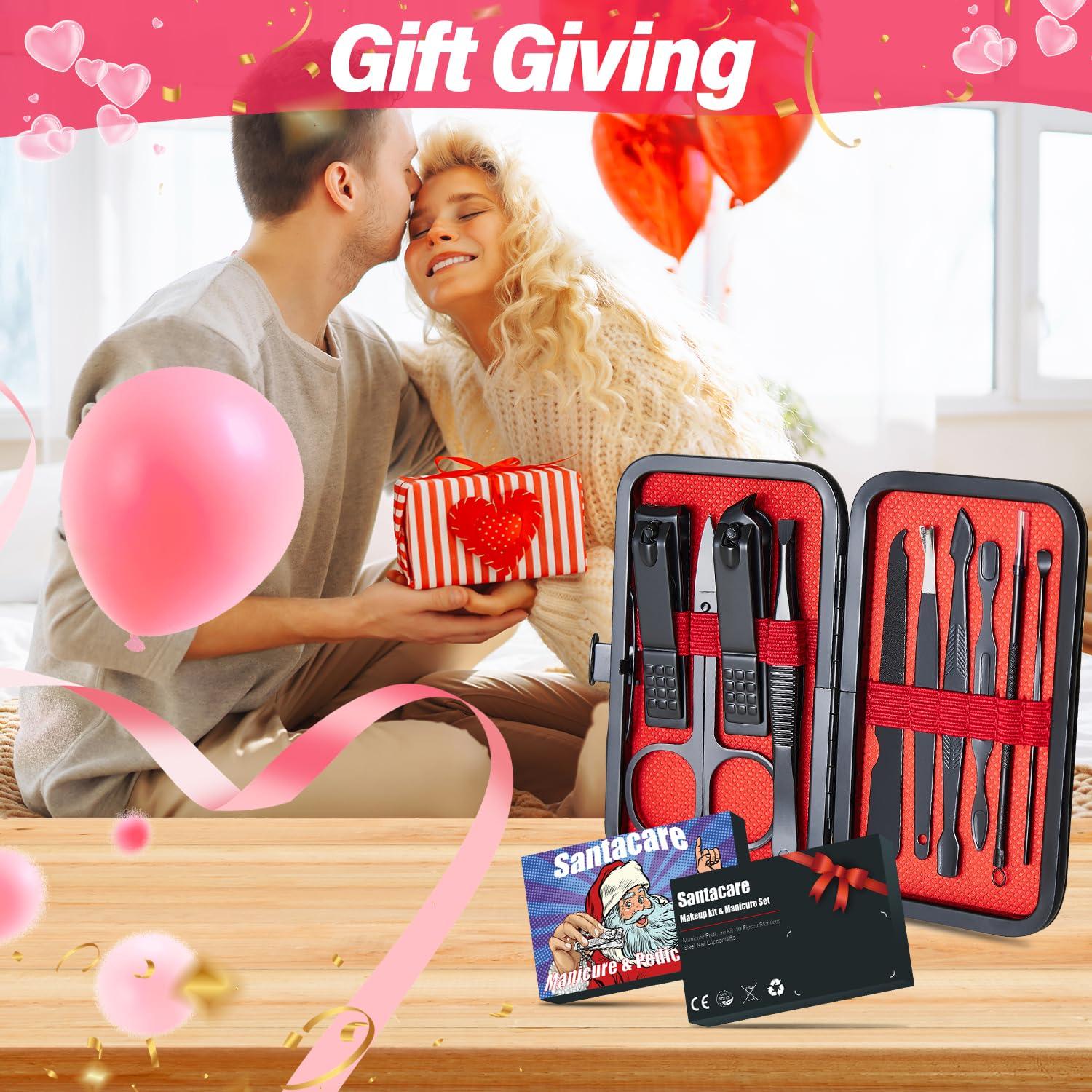 Juego de Manicura 10 en 1 Santacare con Estuche de Cuero