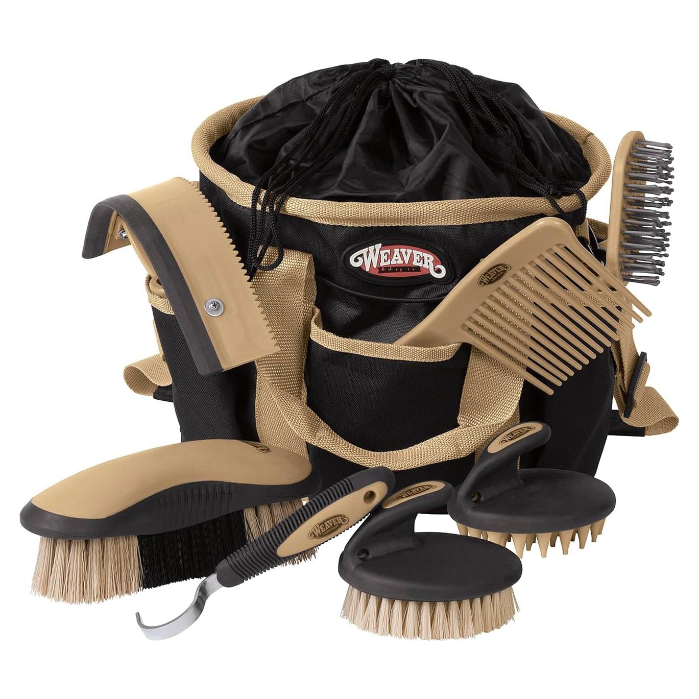 Kit de Cuidado de Caballos Weaver Leather 7 Piezas Negro/Beige