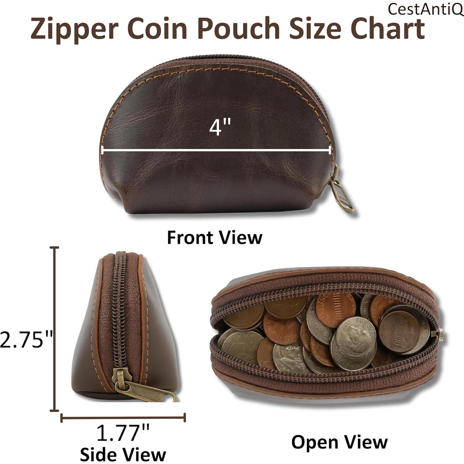 Estuche de Monedas de Cuero CestAntiQ Moon Pocket Marrón