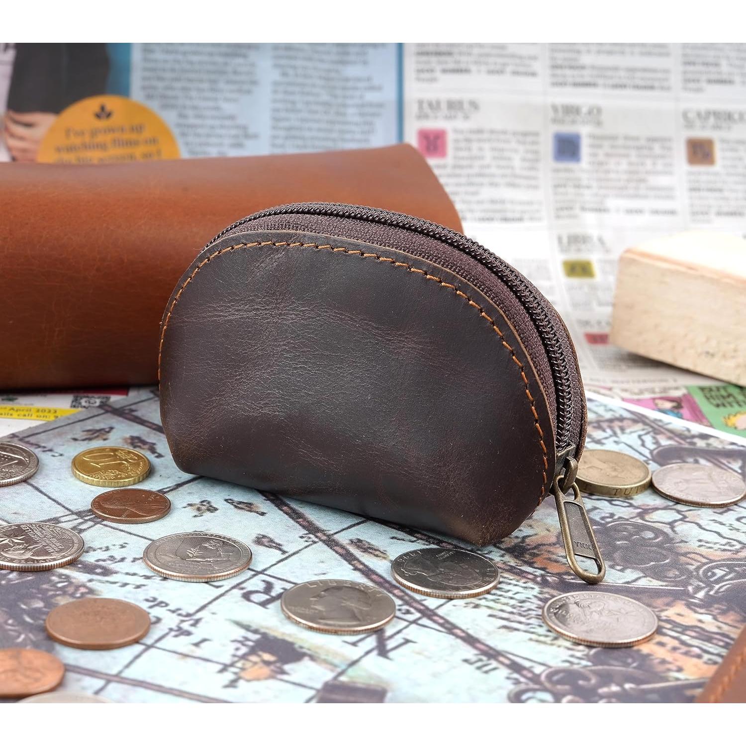 Estuche de Monedas de Cuero CestAntiQ Moon Pocket Marrón