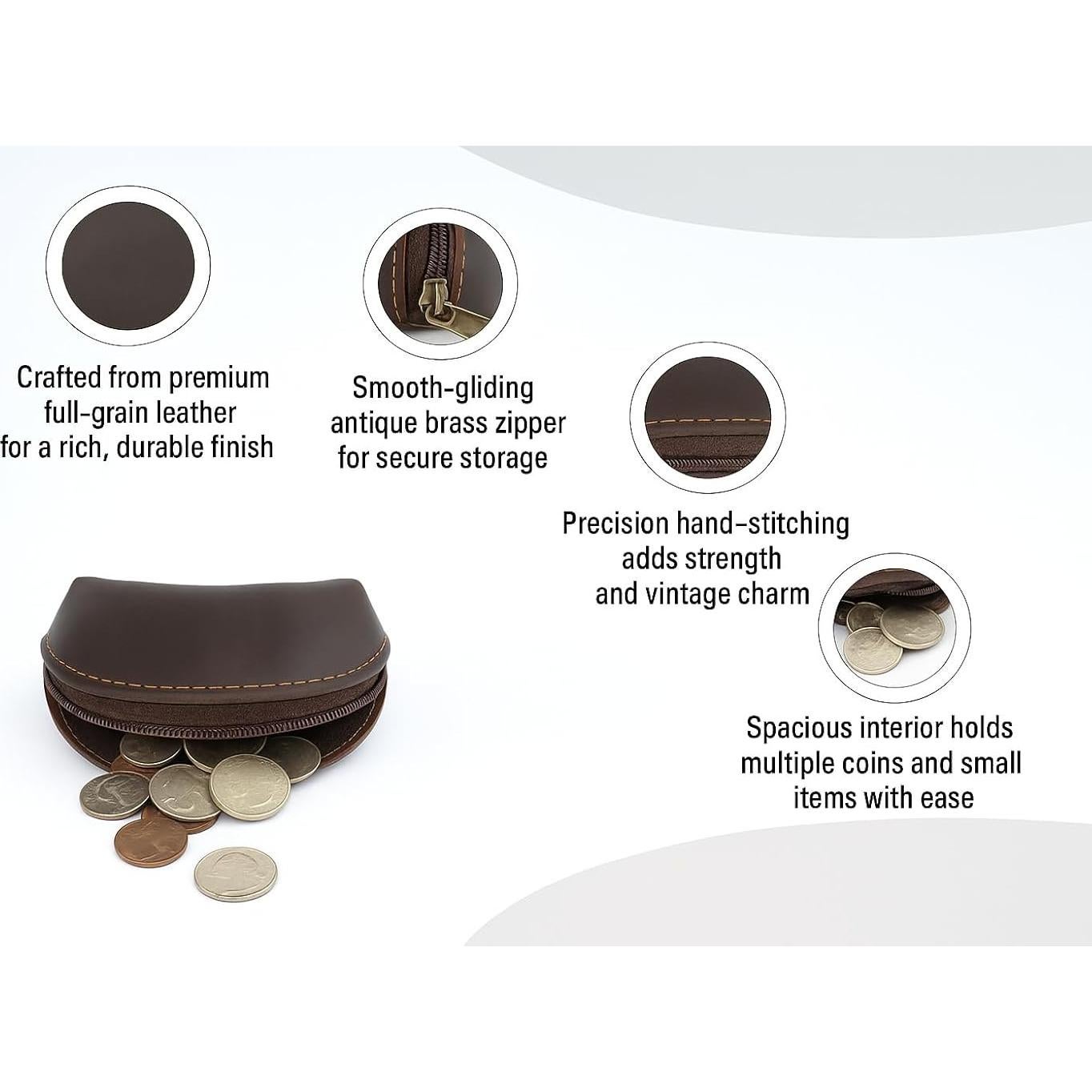 Estuche de Monedas de Cuero CestAntiQ Moon Pocket Marrón