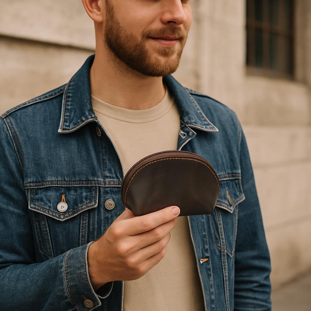 Estuche de Monedas de Cuero CestAntiQ Moon Pocket Marrón