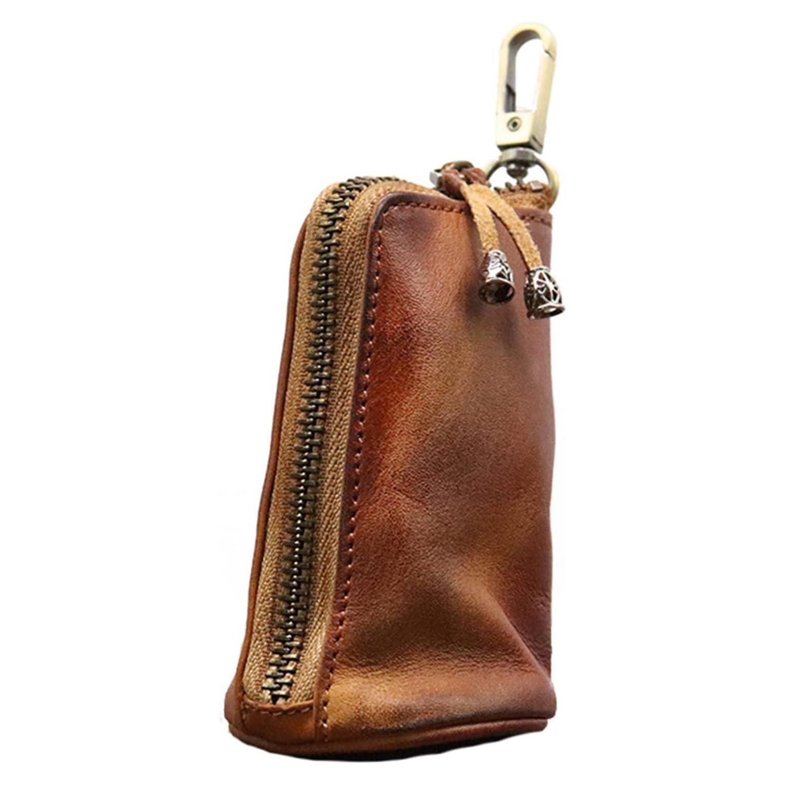 Monedero de Cuero Genuino LFWATAXY Marrón 6.1x10.9cm