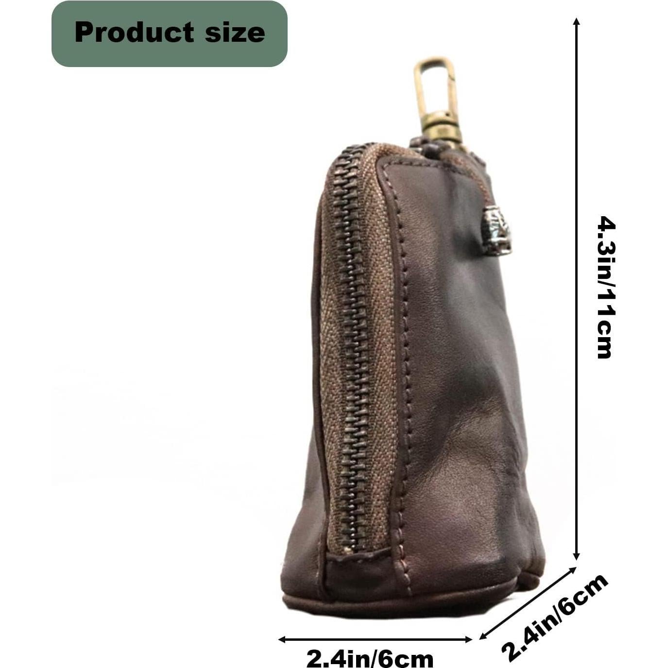 Monedero de Cuero Genuino LFWATAXY Marrón 6.1x10.9cm