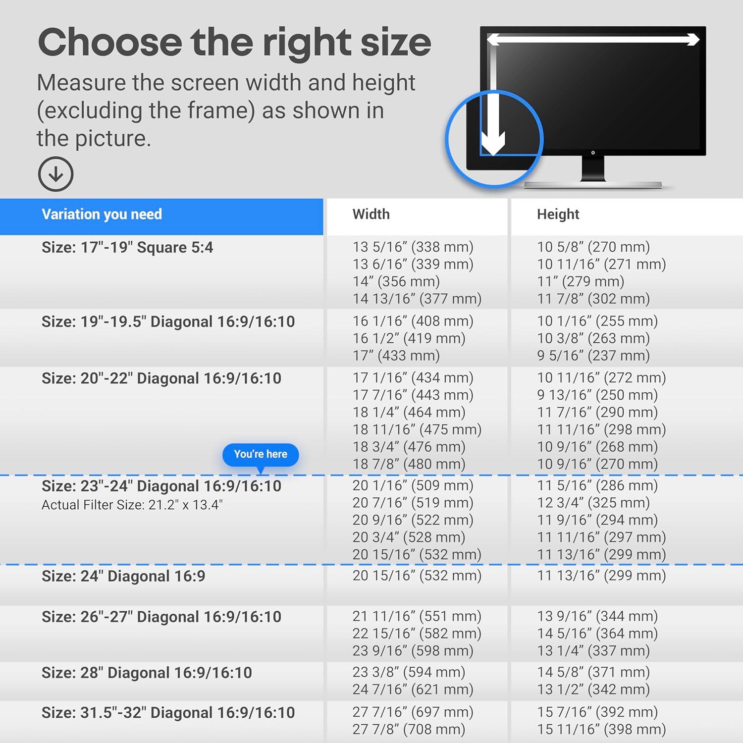 Protector de Pantalla de Luz Azul VINTEZ 23-24" Anti-UV