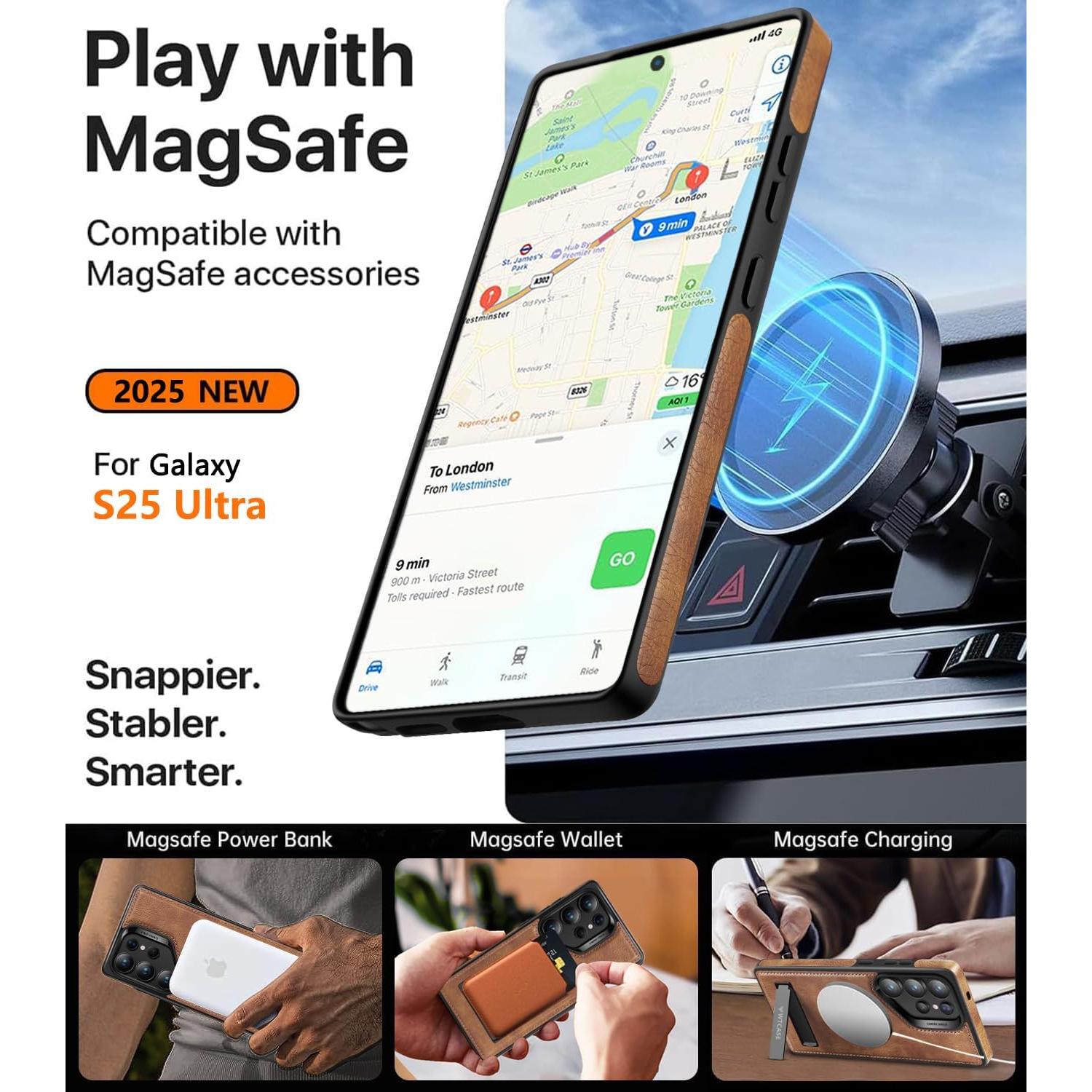 Funda Magnética de Cuero WEITE168 para Samsung Galaxy S25 Ultra