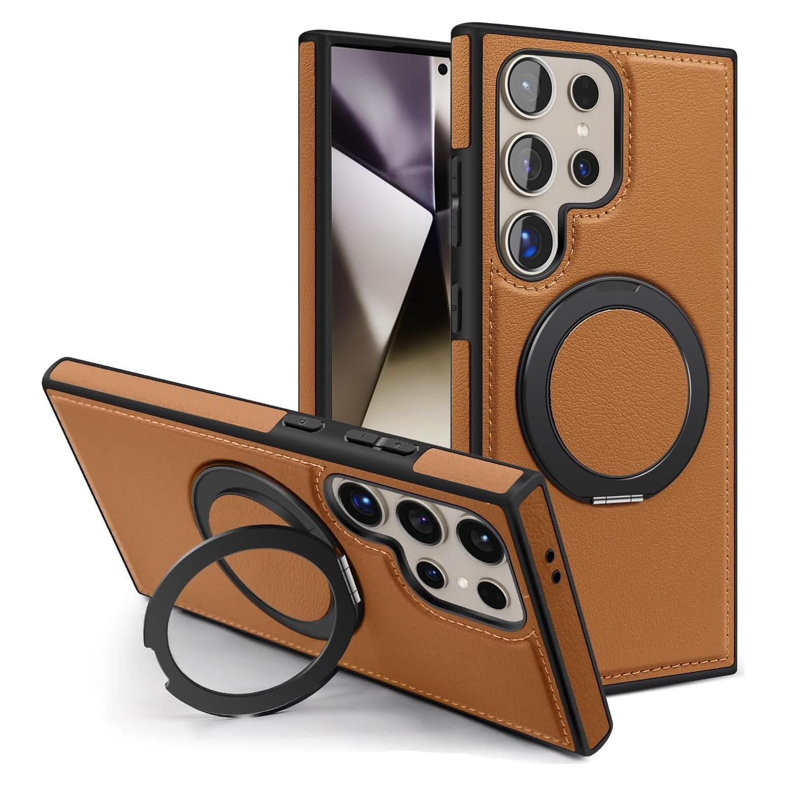 Funda Magnética PU para Samsung Galaxy S24 Ultra - Marrón