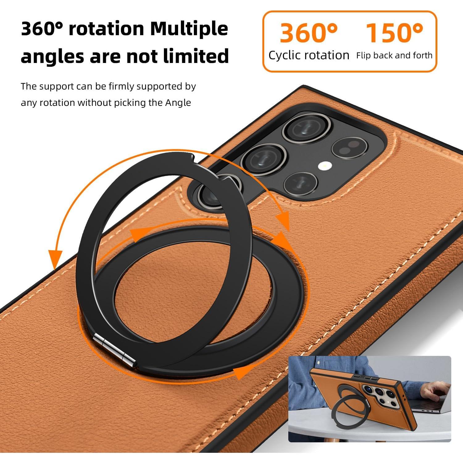 Funda Magnética PU para Samsung Galaxy S24 Ultra - Marrón