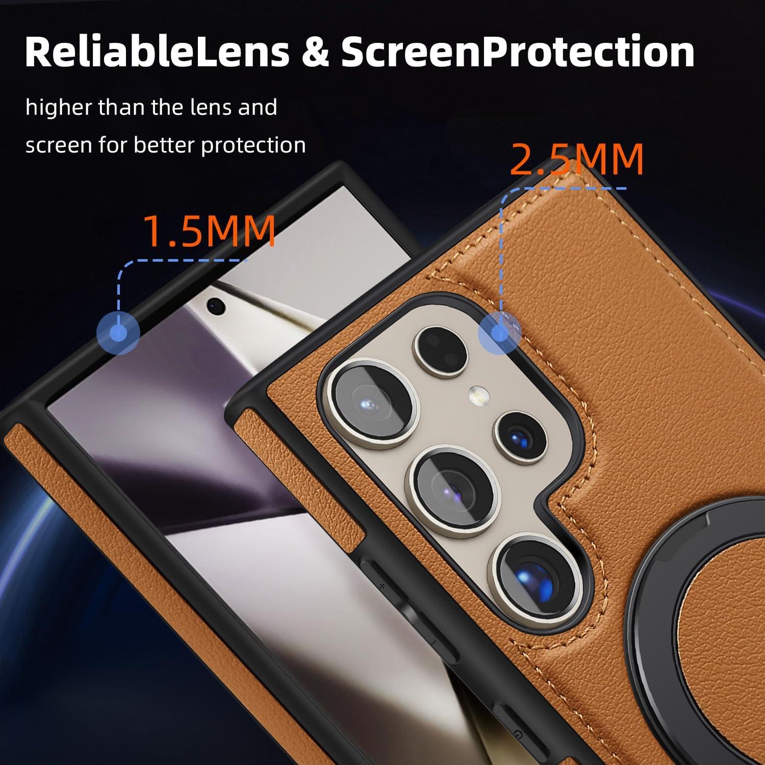 Funda Magnética PU para Samsung Galaxy S24 Ultra - Marrón