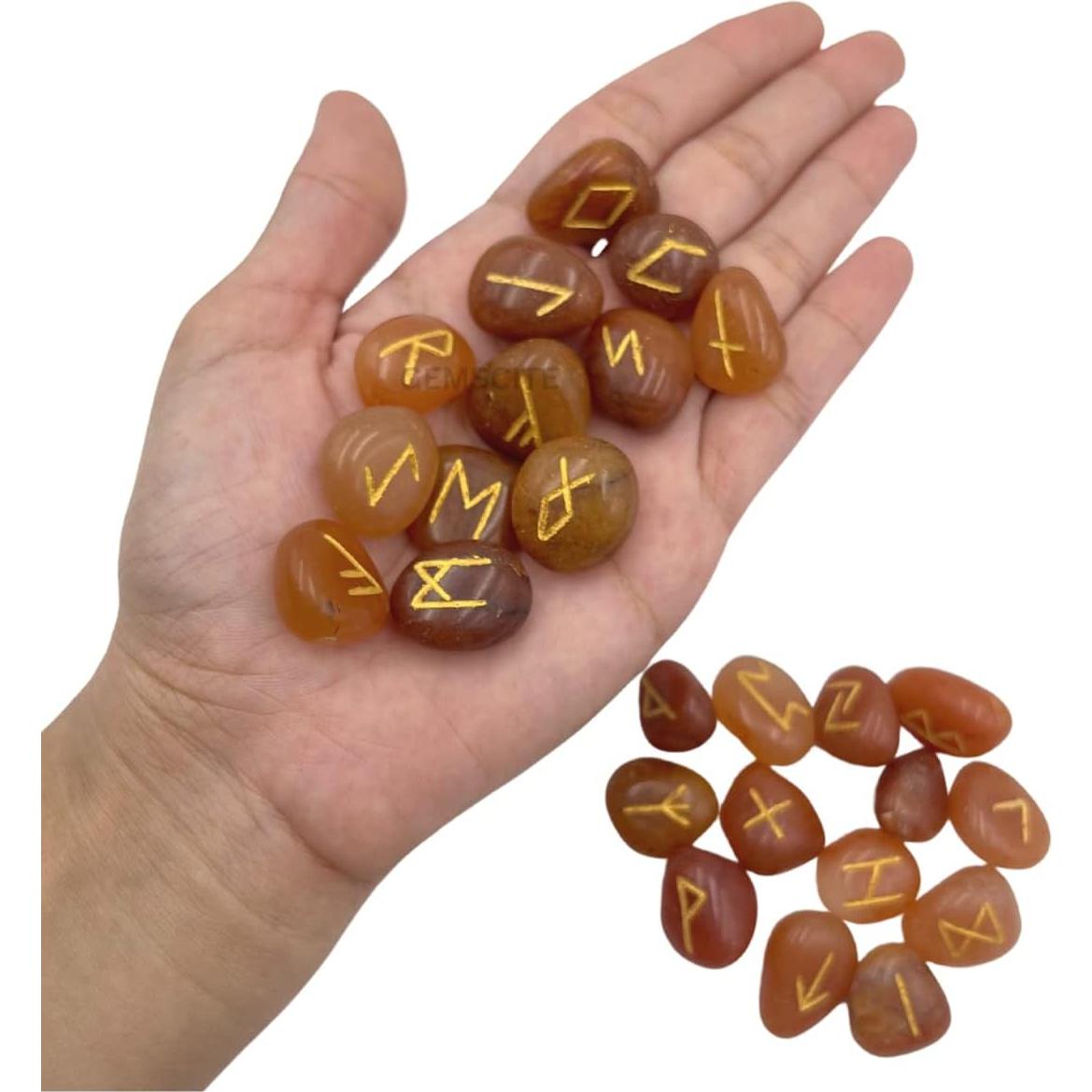 Conjunto de Runas de Aventurina Roja GEMSCITE 25 Pcs 15-20 mm