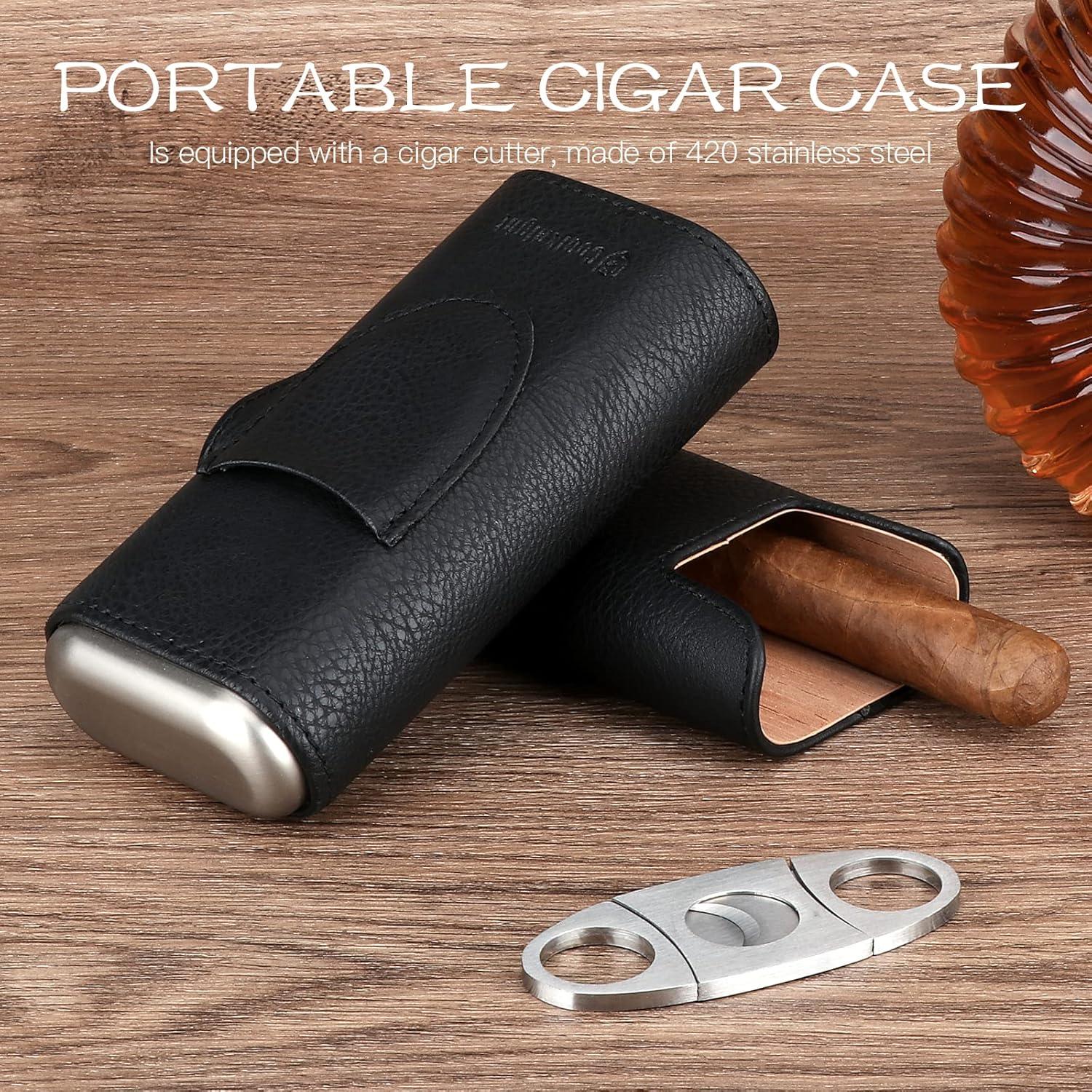 Estuche de Cigarros COOL KNIGHT de Cuero con Cortador - Negro