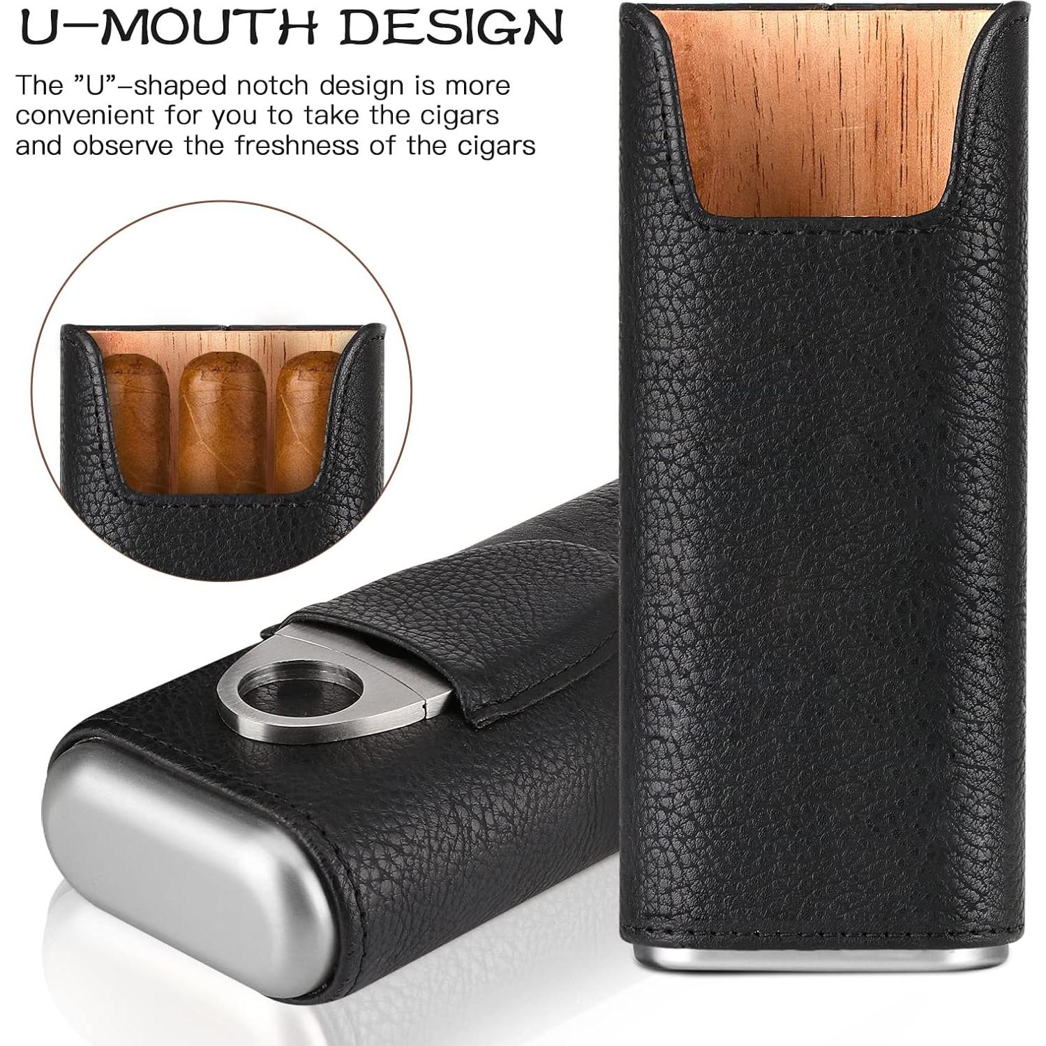 Estuche de Cigarros COOL KNIGHT de Cuero con Cortador - Negro