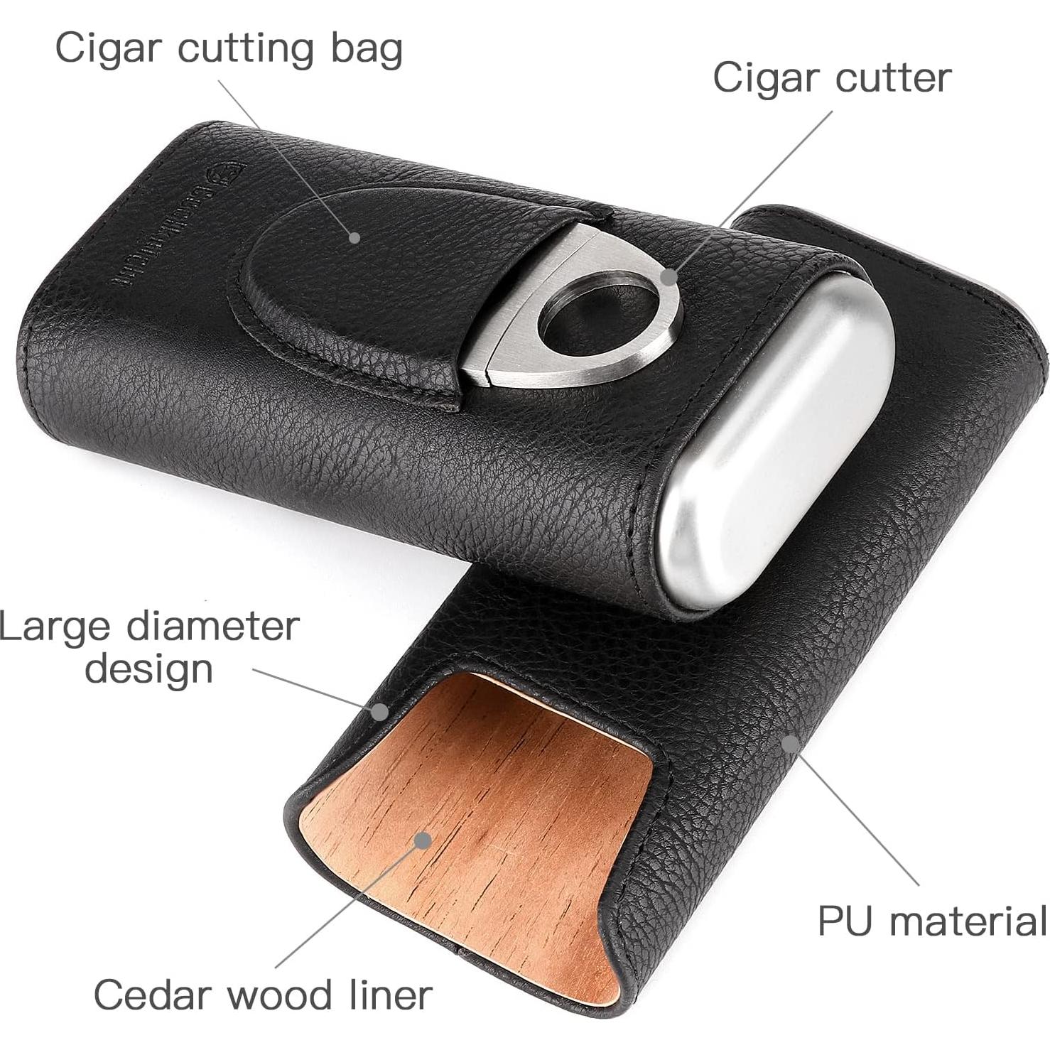 Estuche de Cigarros COOL KNIGHT de Cuero con Cortador - Negro