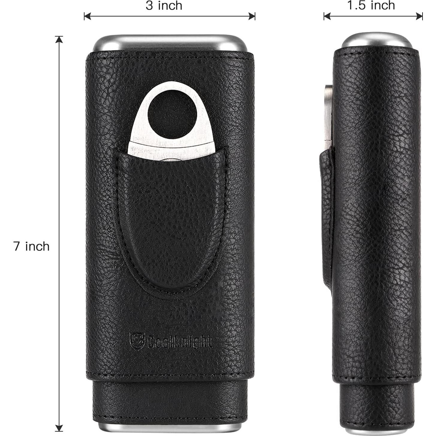 Estuche de Cigarros COOL KNIGHT de Cuero con Cortador - Negro