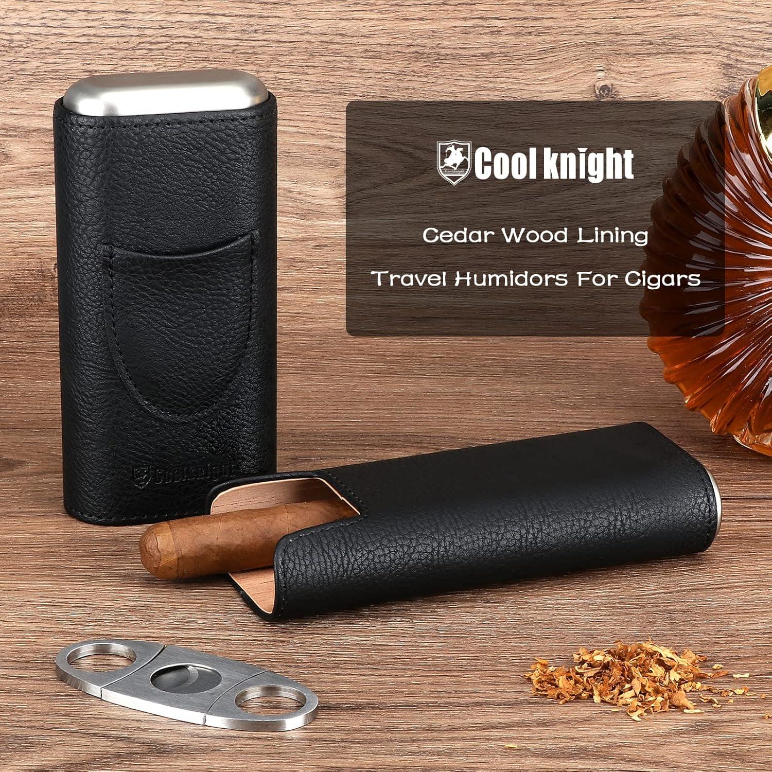 Estuche de Cigarros COOL KNIGHT de Cuero con Cortador - Negro
