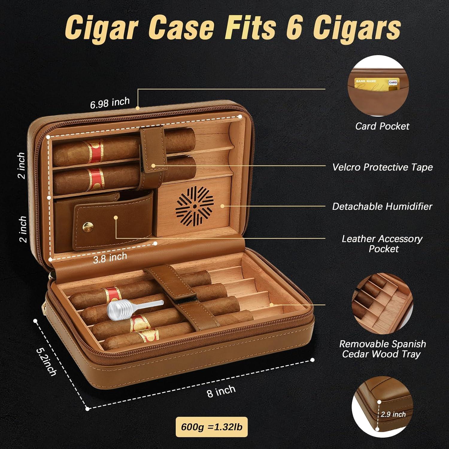 Humidor de Cigarros TISFA de Madera de Cedro con Encendedor y Cortador