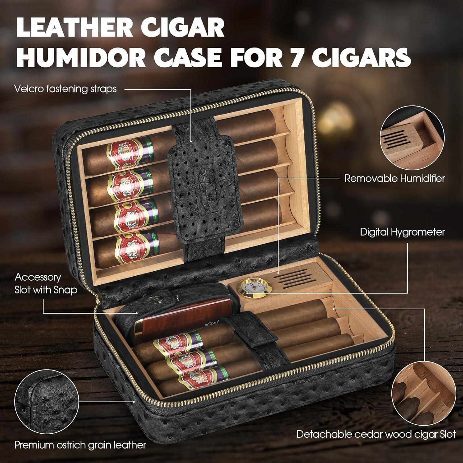 Humidor de Cigarros Scotte Negro con Encendedor y Higrómetro
