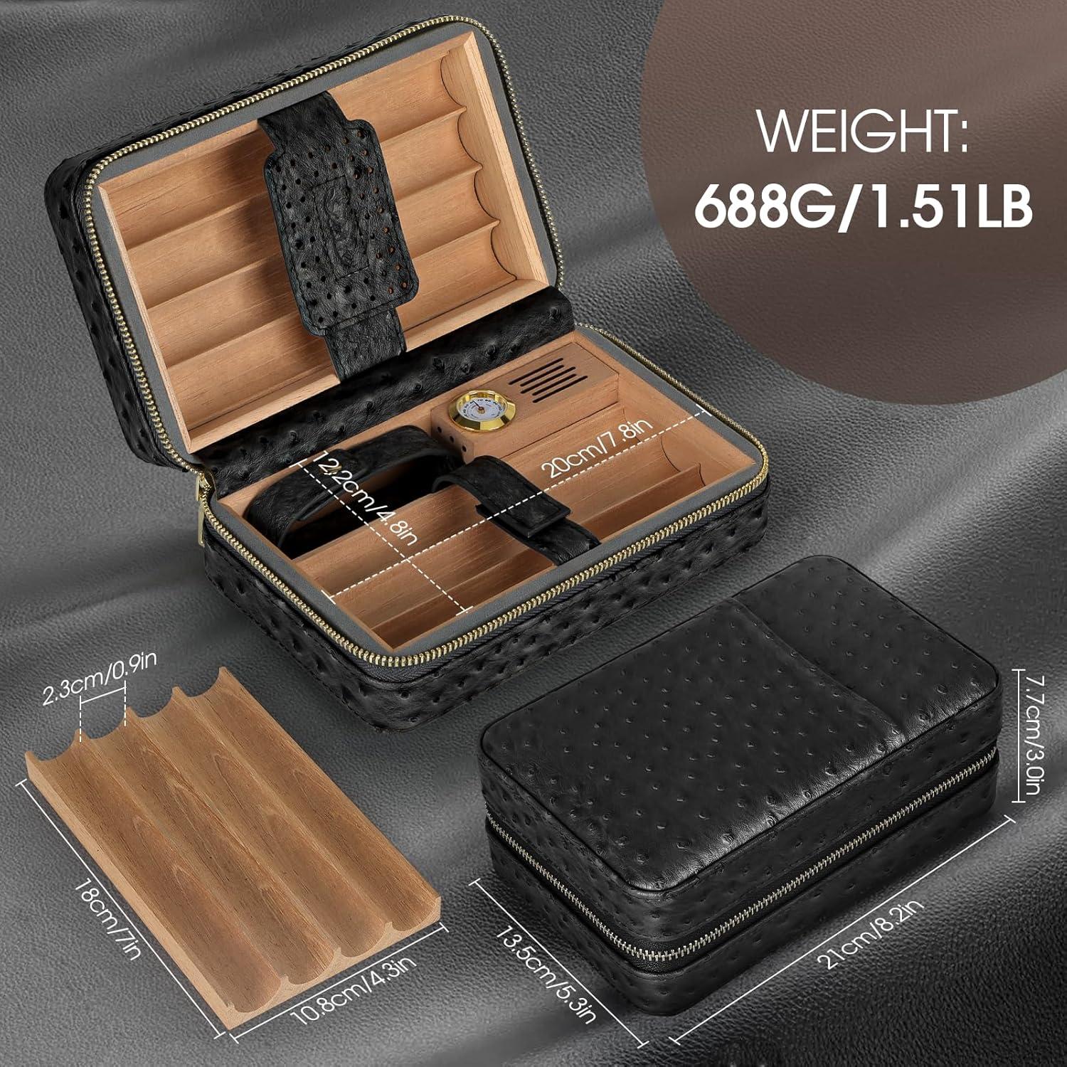 Humidor de Cigarros Scotte Negro con Encendedor y Higrómetro