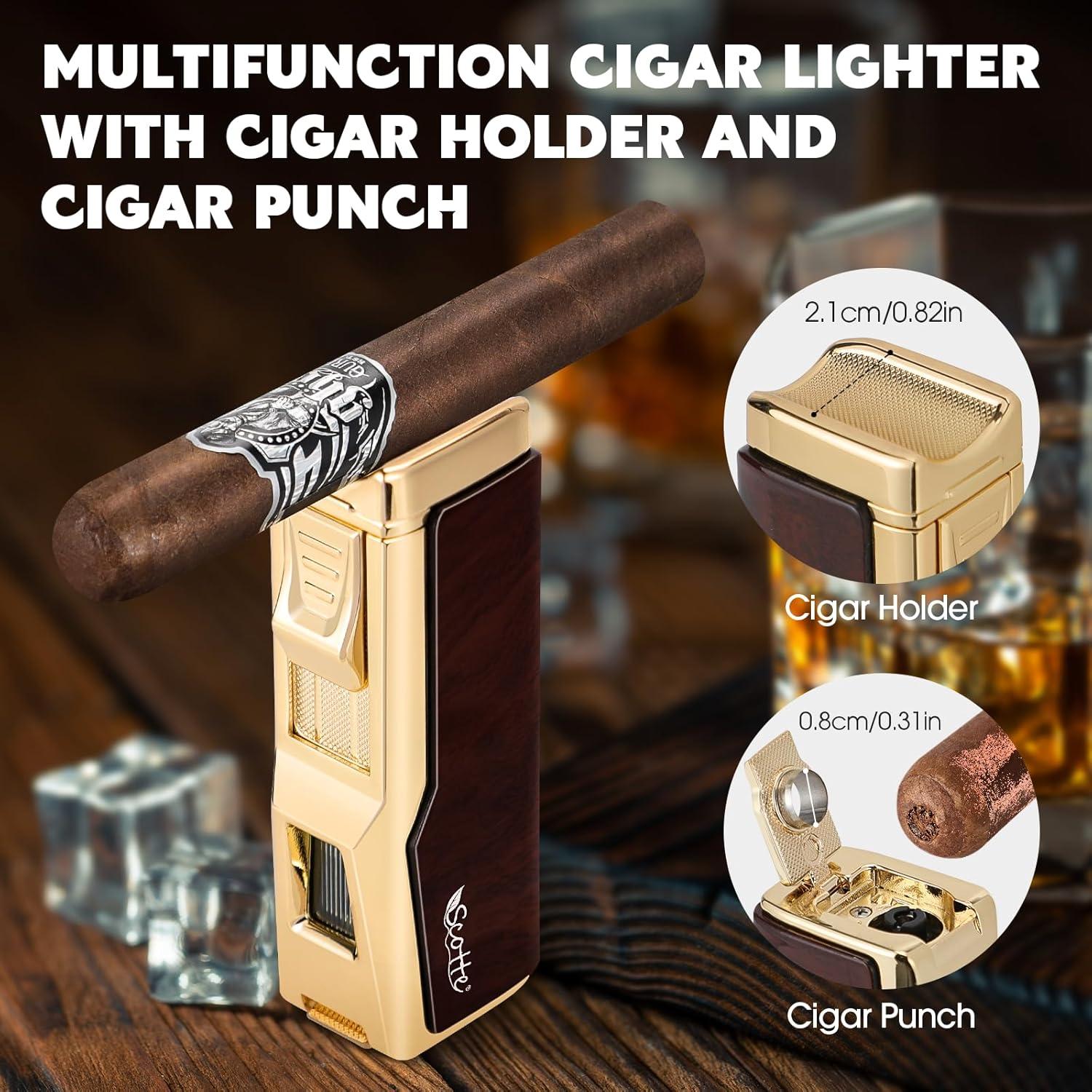 Humidor de Cigarros Scotte Negro con Encendedor y Higrómetro