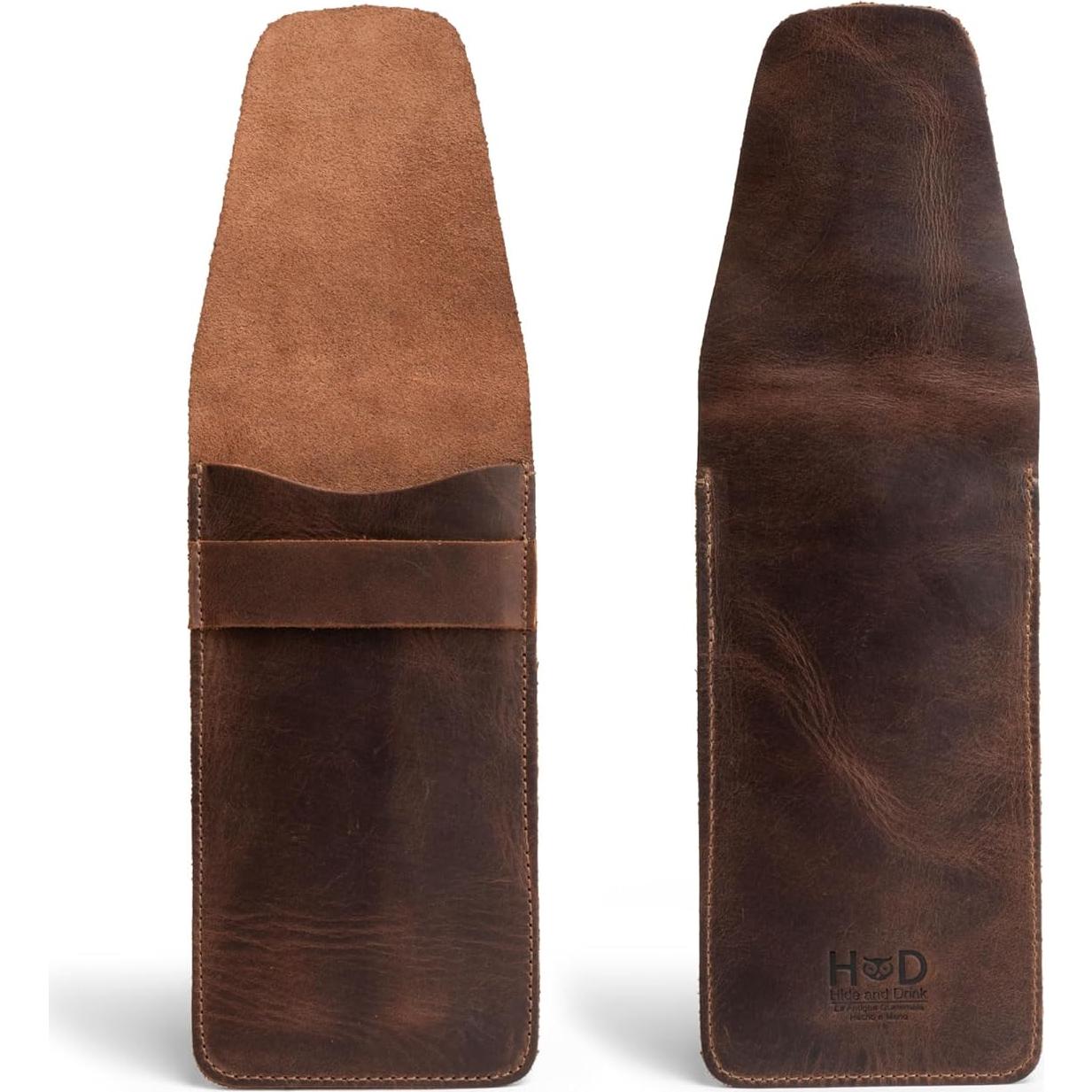 Estuche para 3 Cigarros Hide & Drink - Cuero Grano Completo Marrón