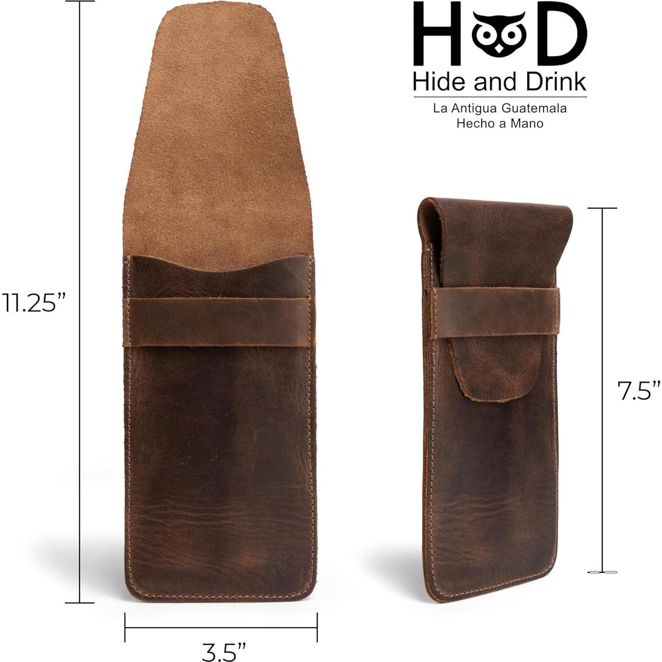 Estuche para 3 Cigarros Hide & Drink - Cuero Grano Completo Marrón