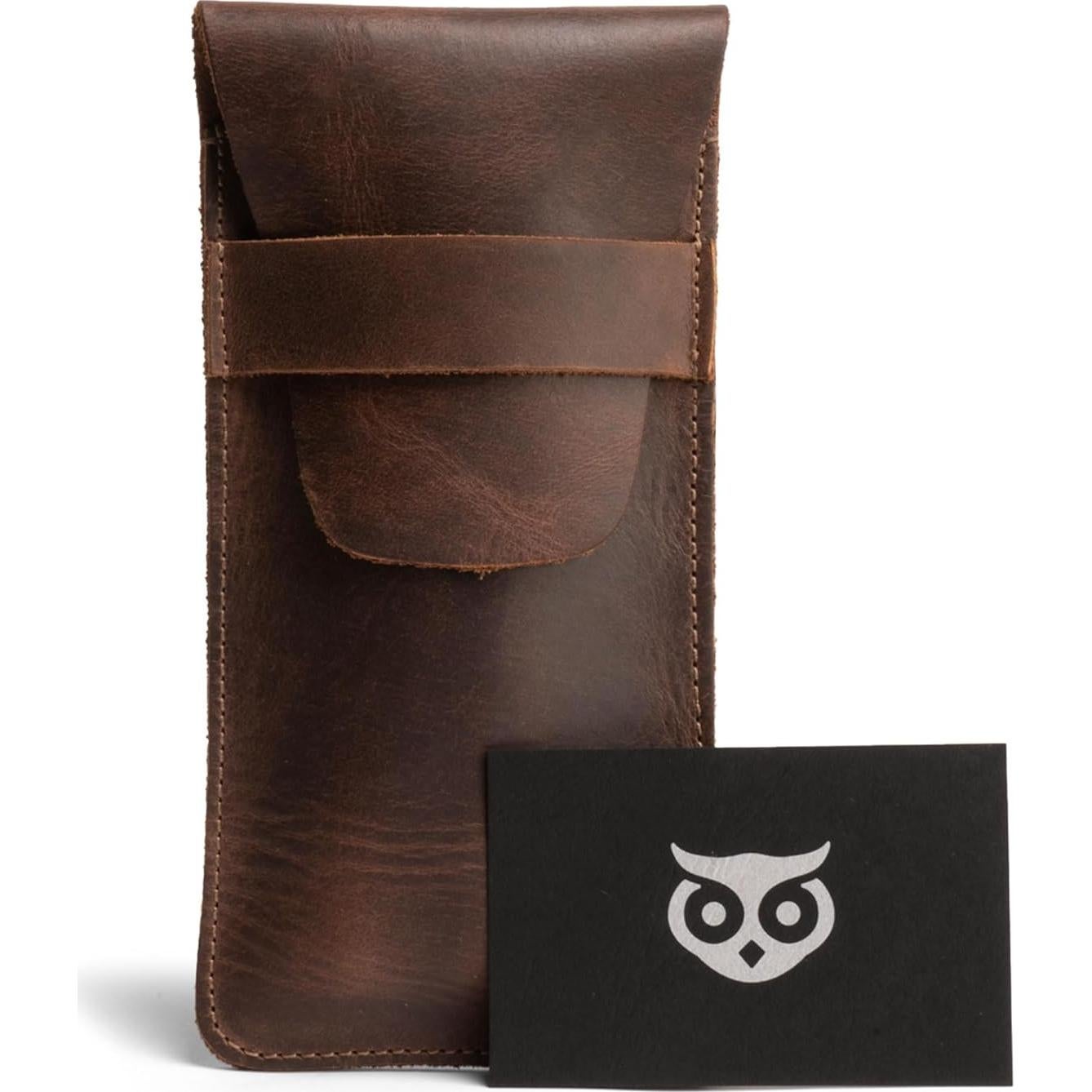 Estuche para 3 Cigarros Hide & Drink - Cuero Grano Completo Marrón