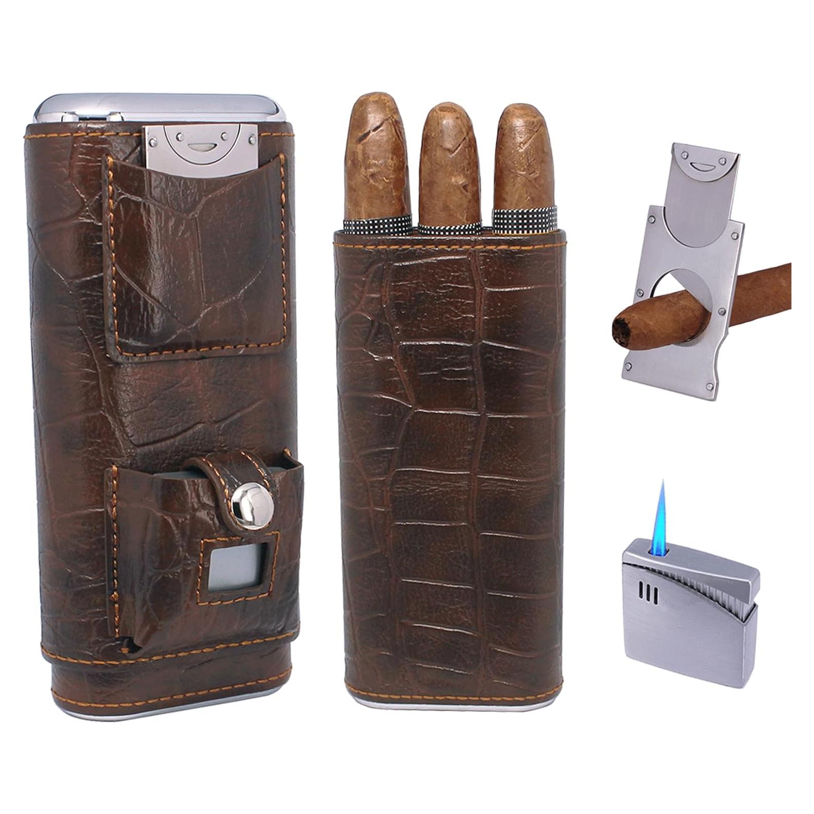 Estuche de Cigarros de Lujo AMANCY en Cuero con Encendedor