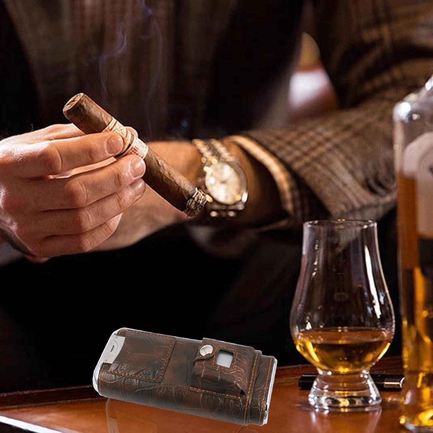 Estuche de Cigarros de Lujo AMANCY en Cuero con Encendedor