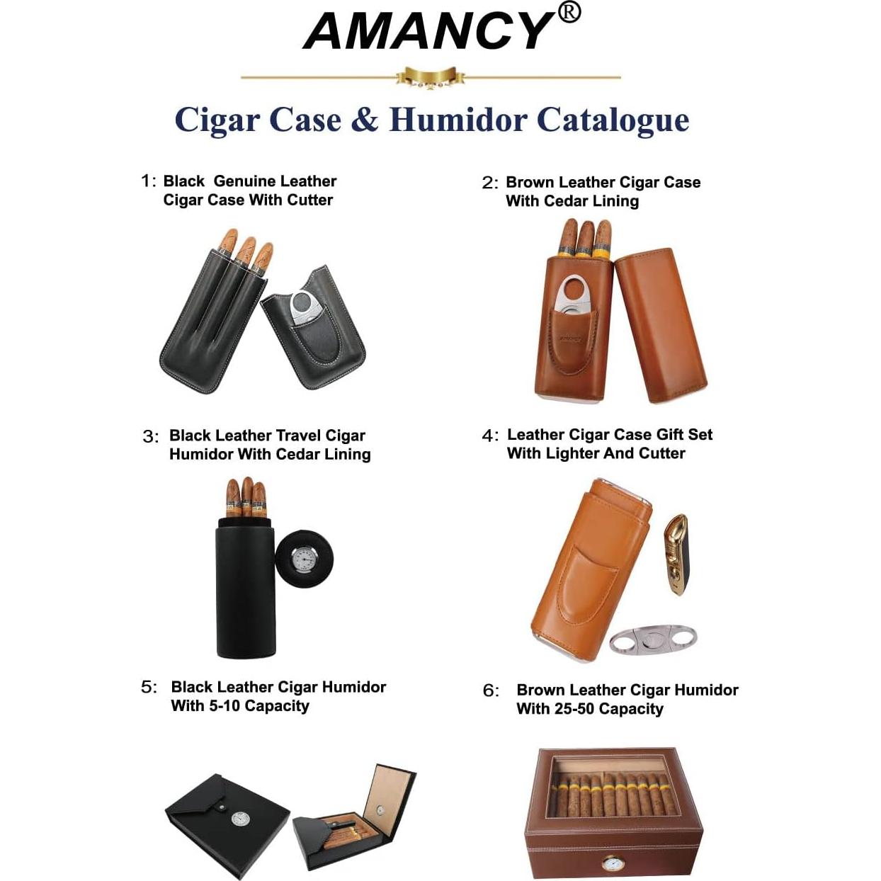 Estuche de Cigarros de Lujo AMANCY en Cuero con Encendedor