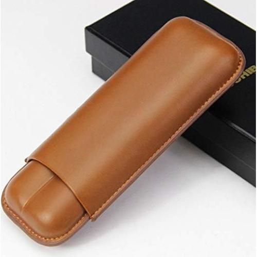 Estuche de Cigarros de Cuero PU Marrón 2 Ct para Viaje