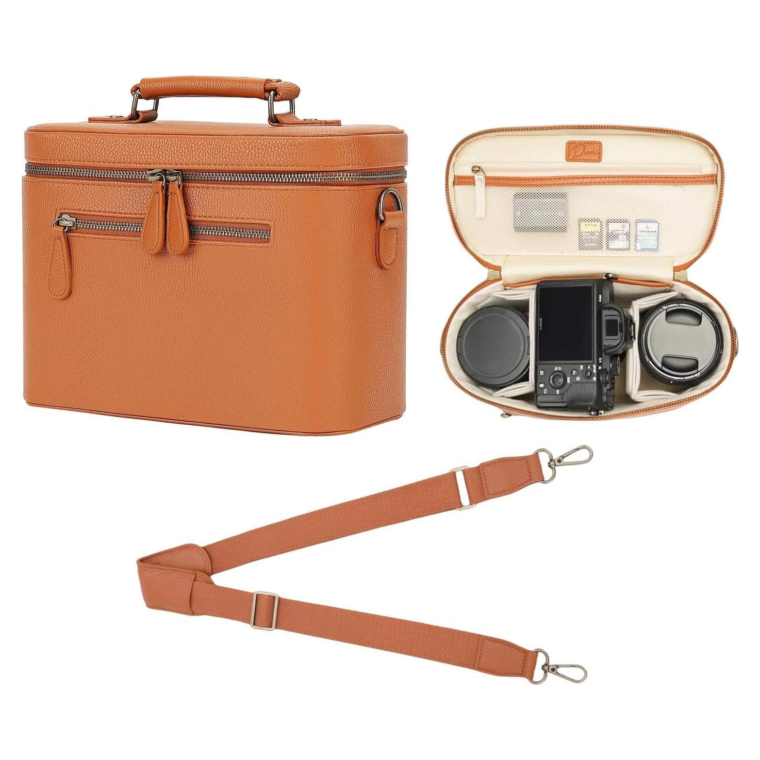 Bolsa de Mensajero para Cámara 4L Marrón PU Impermeable