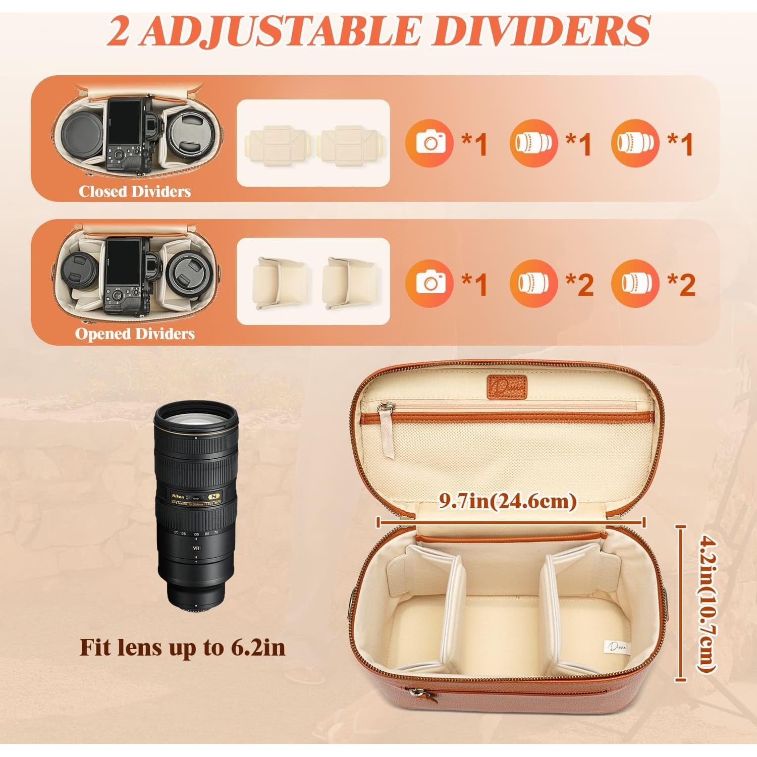 Bolsa de Mensajero para Cámara 4L Marrón PU Impermeable