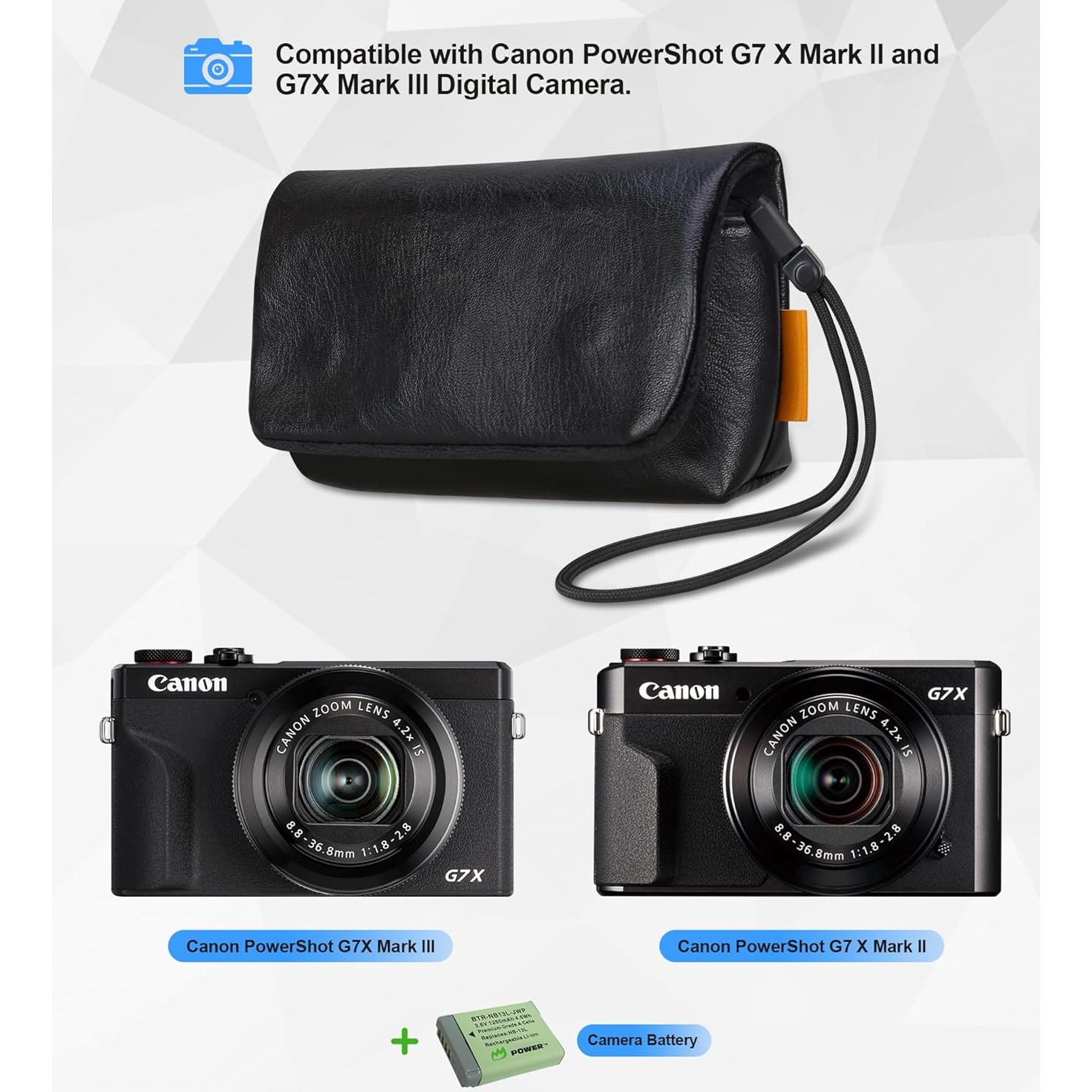 Bolsa de cámara Lacdo para Canon G7 X Mark III/II, negra