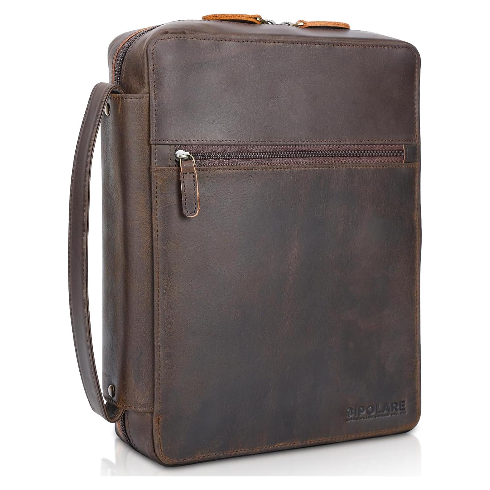 Funda de Biblia de Cuero Polare Marrón Oscuro 28x21 cm