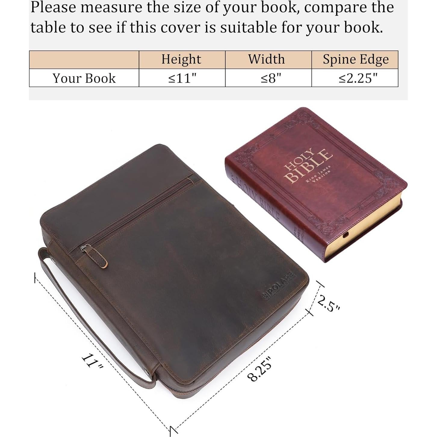 Funda de Biblia de Cuero Polare Marrón Oscuro 28x21 cm