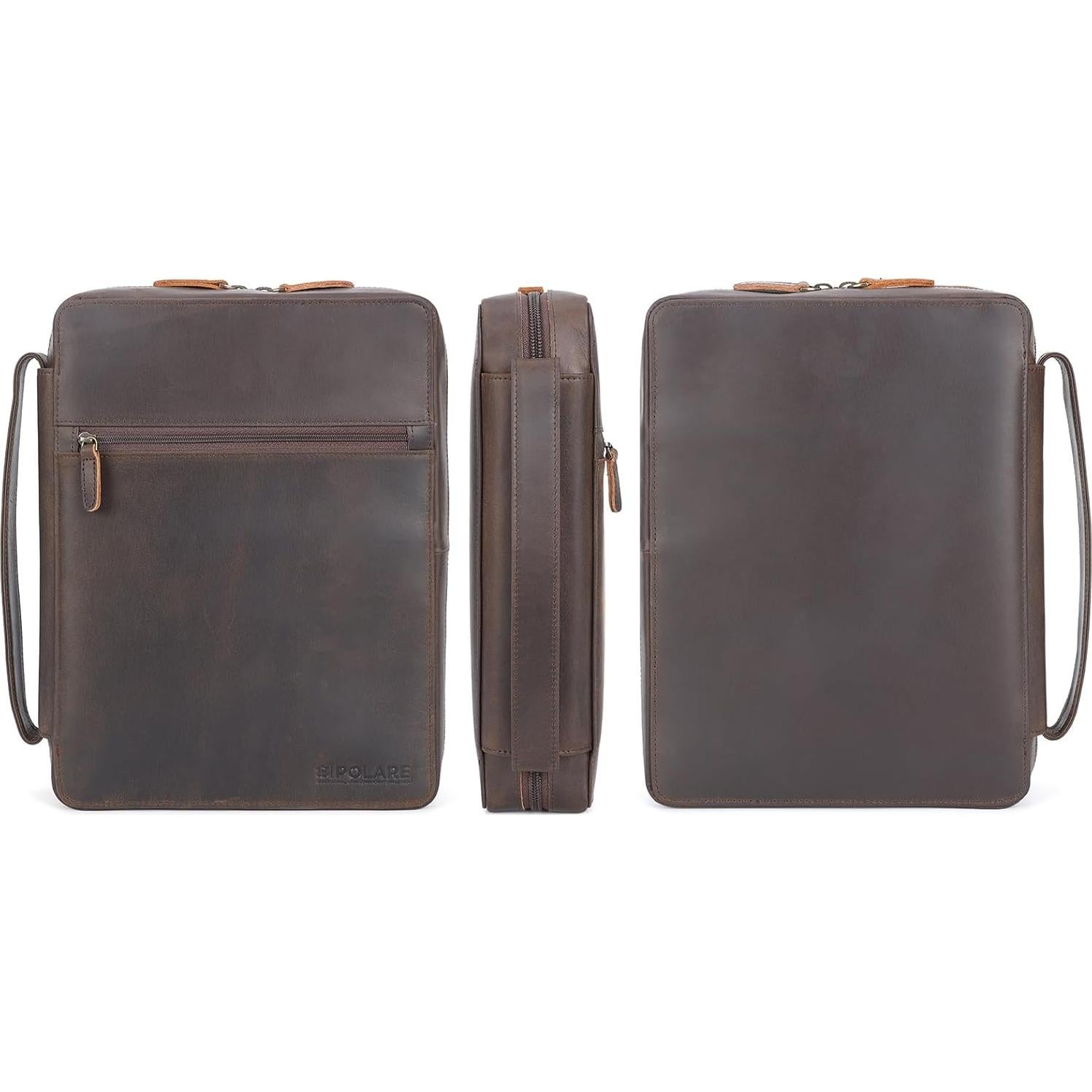 Funda de Biblia de Cuero Polare Marrón Oscuro 28x21 cm