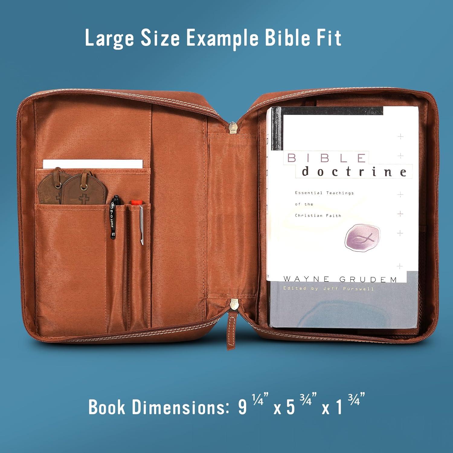 Cubierta de Biblia de Cuero Hunter & Scribe Grande Marrón Claro