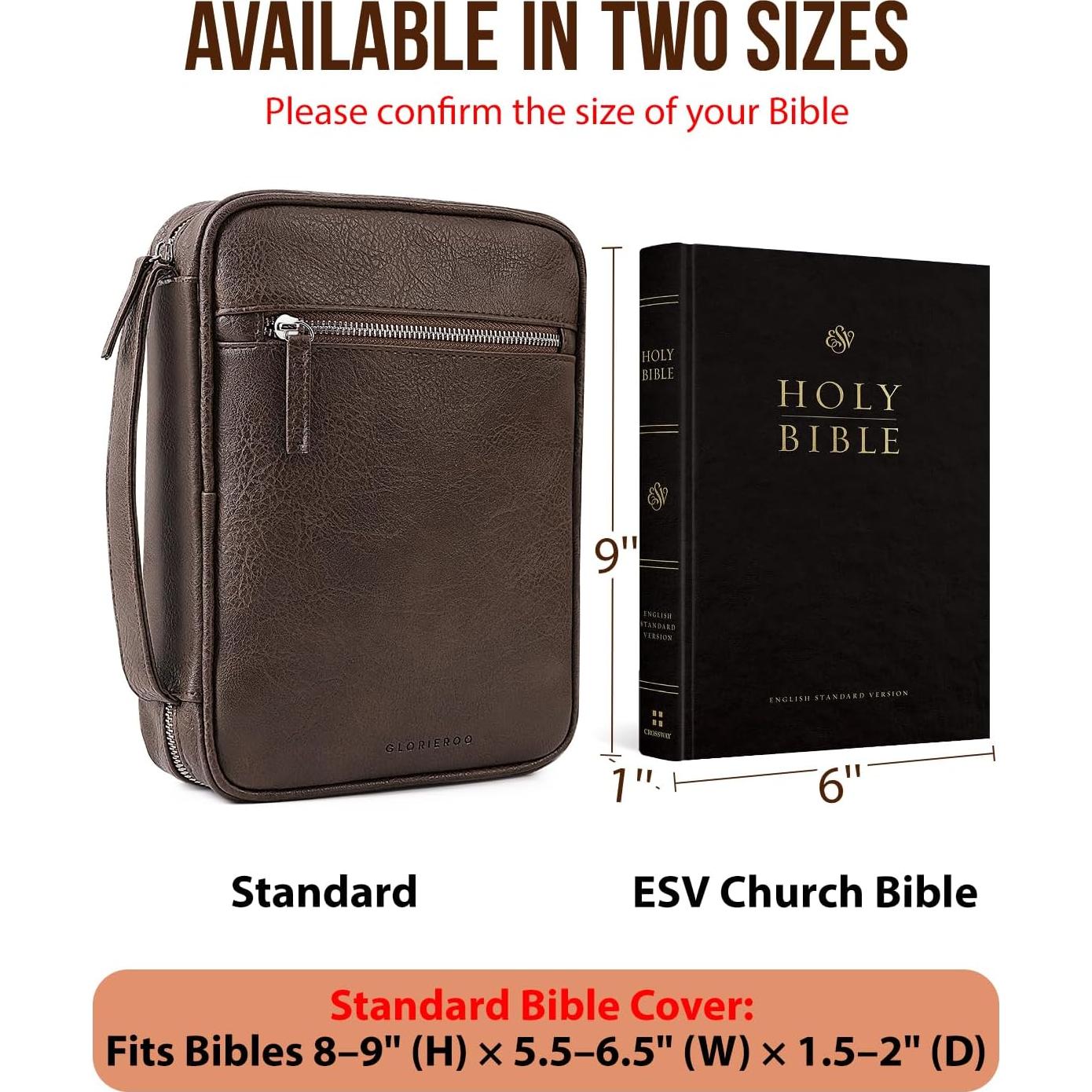 Funda de Biblia GLORIEROO Cuero Sintético Marrón Oscuro