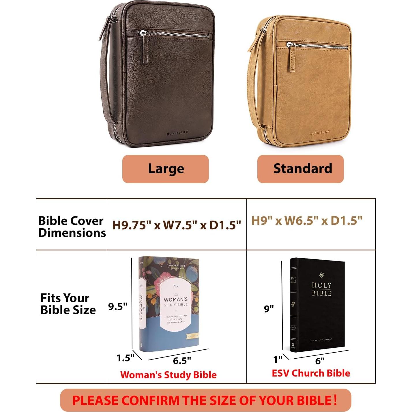 Funda de Biblia GLORIEROO Cuero Sintético Marrón Oscuro