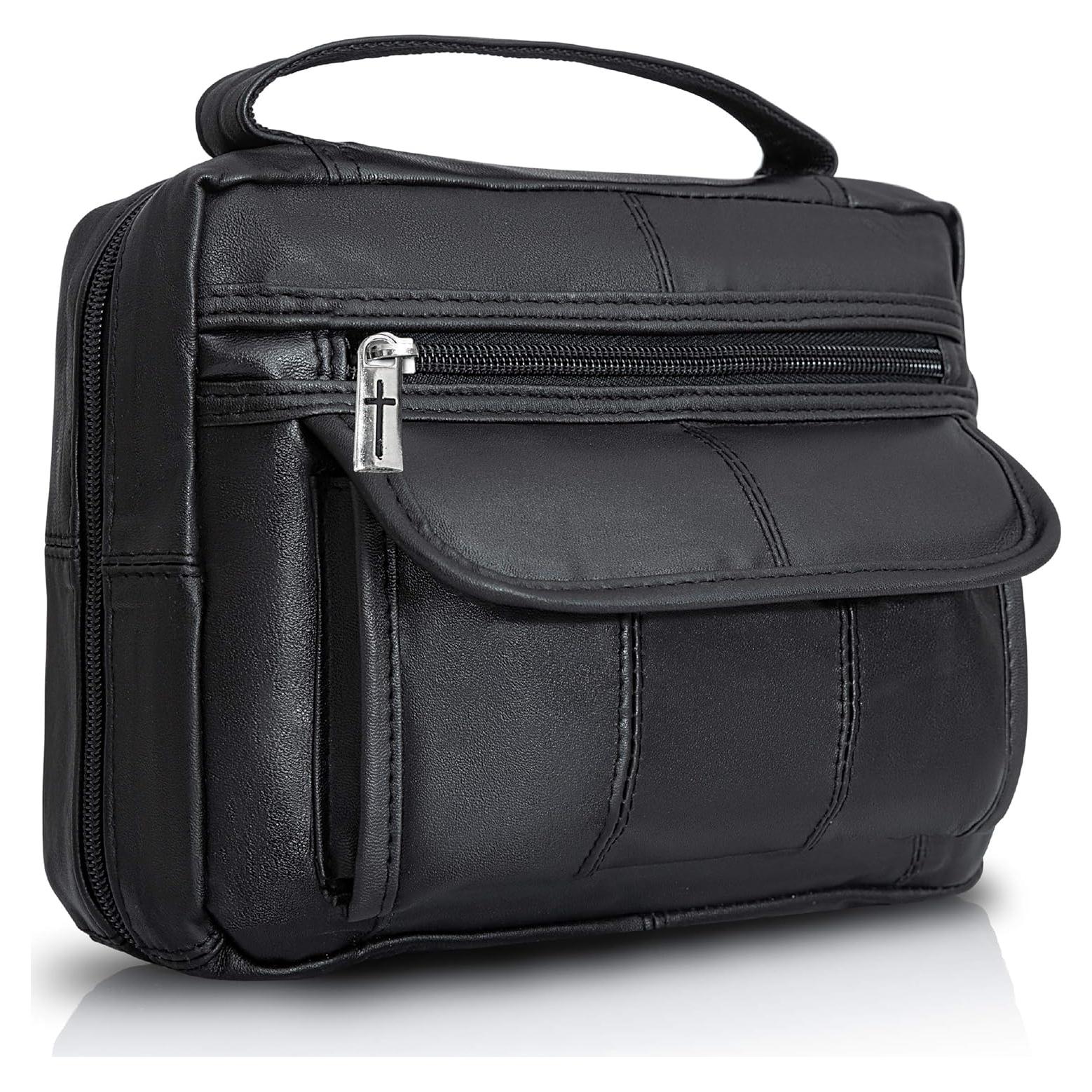 Cubierta de Biblia de Cuero Genuino B&F Embassy Negra