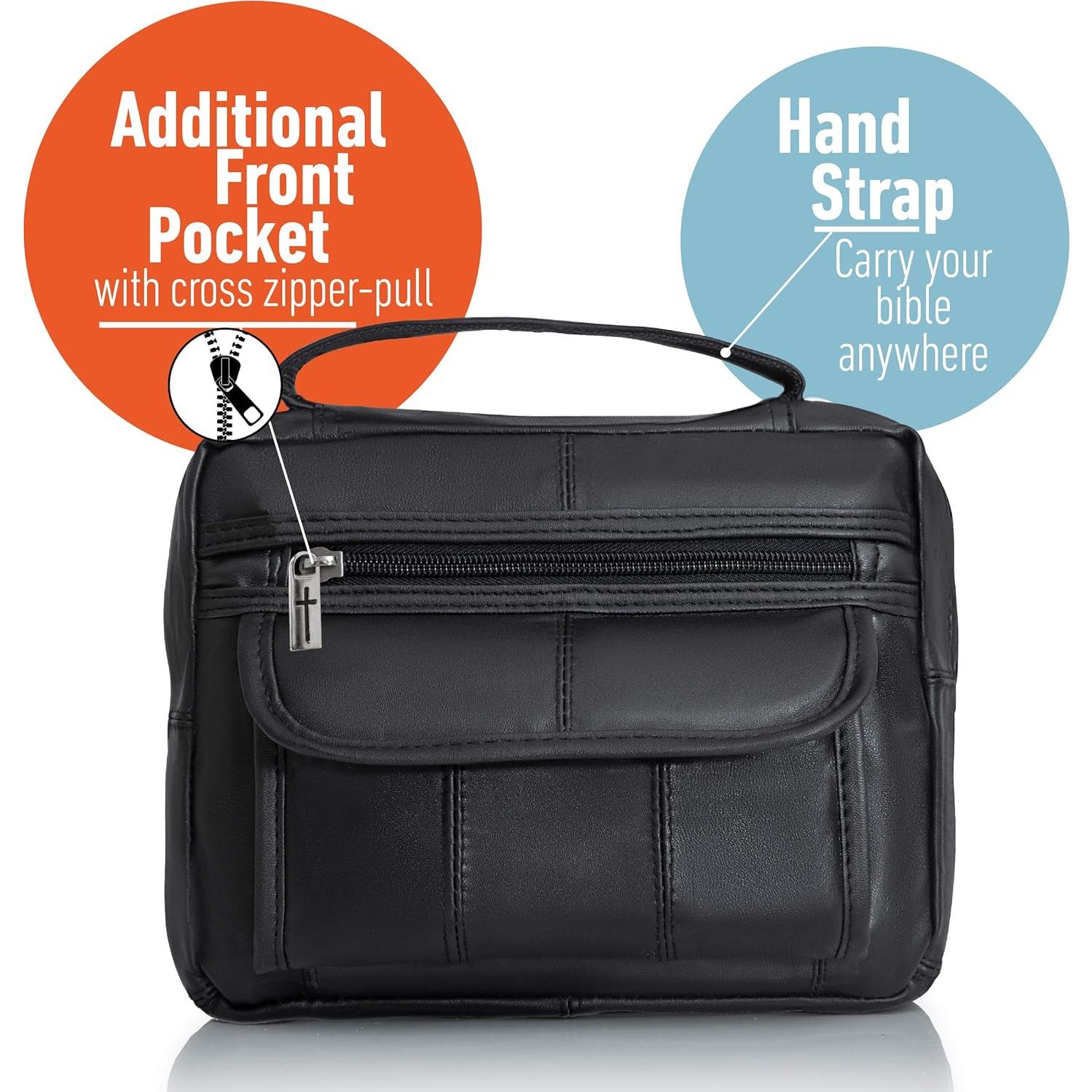 Cubierta de Biblia de Cuero Genuino B&F Embassy Negra