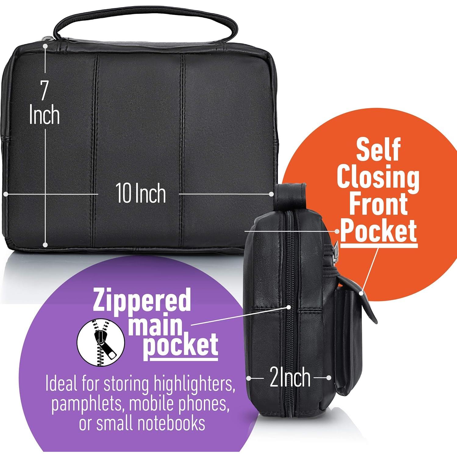 Cubierta de Biblia de Cuero Genuino B&F Embassy Negra