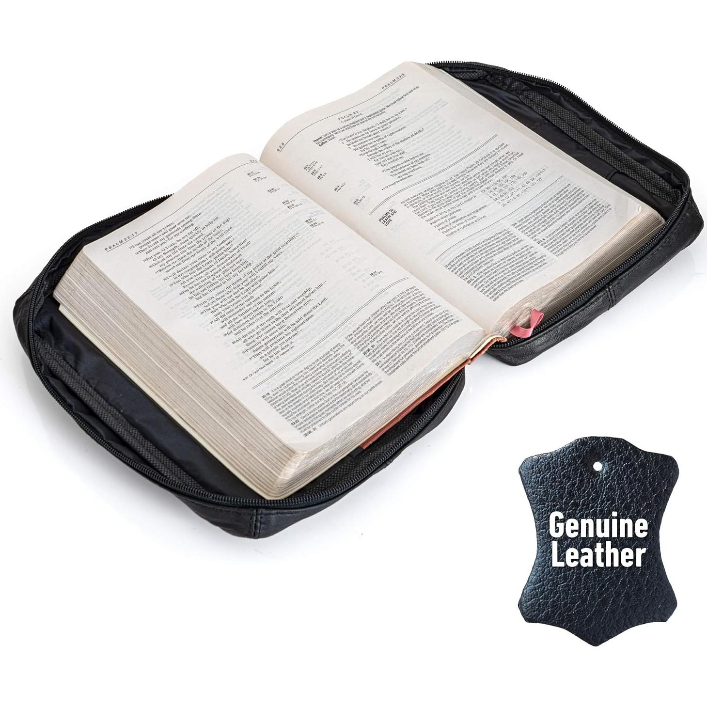 Cubierta de Biblia de Cuero Genuino B&F Embassy Negra