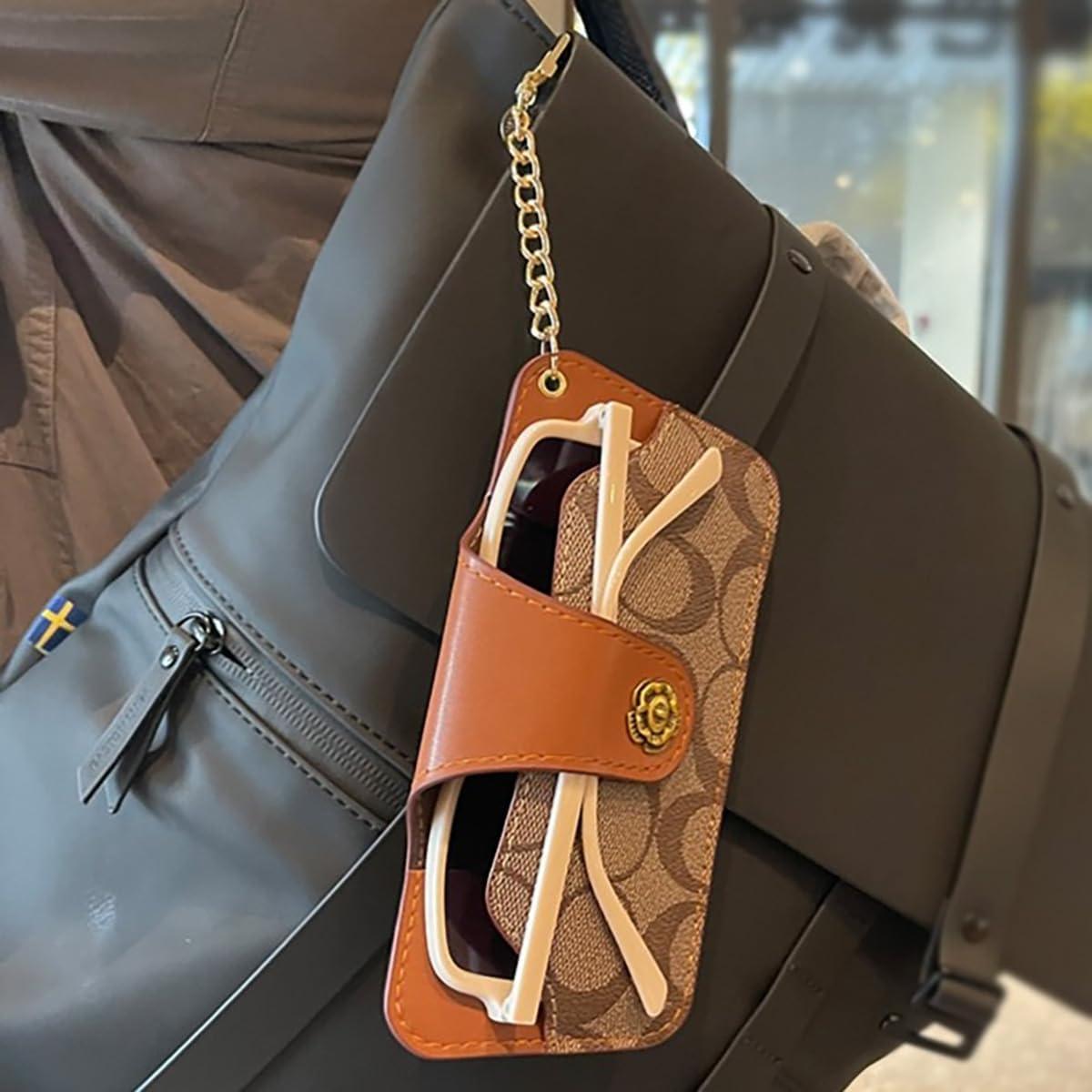 Estuche para Gafas de Sol Kytasryl de Cuero PU Marrón Amarillo