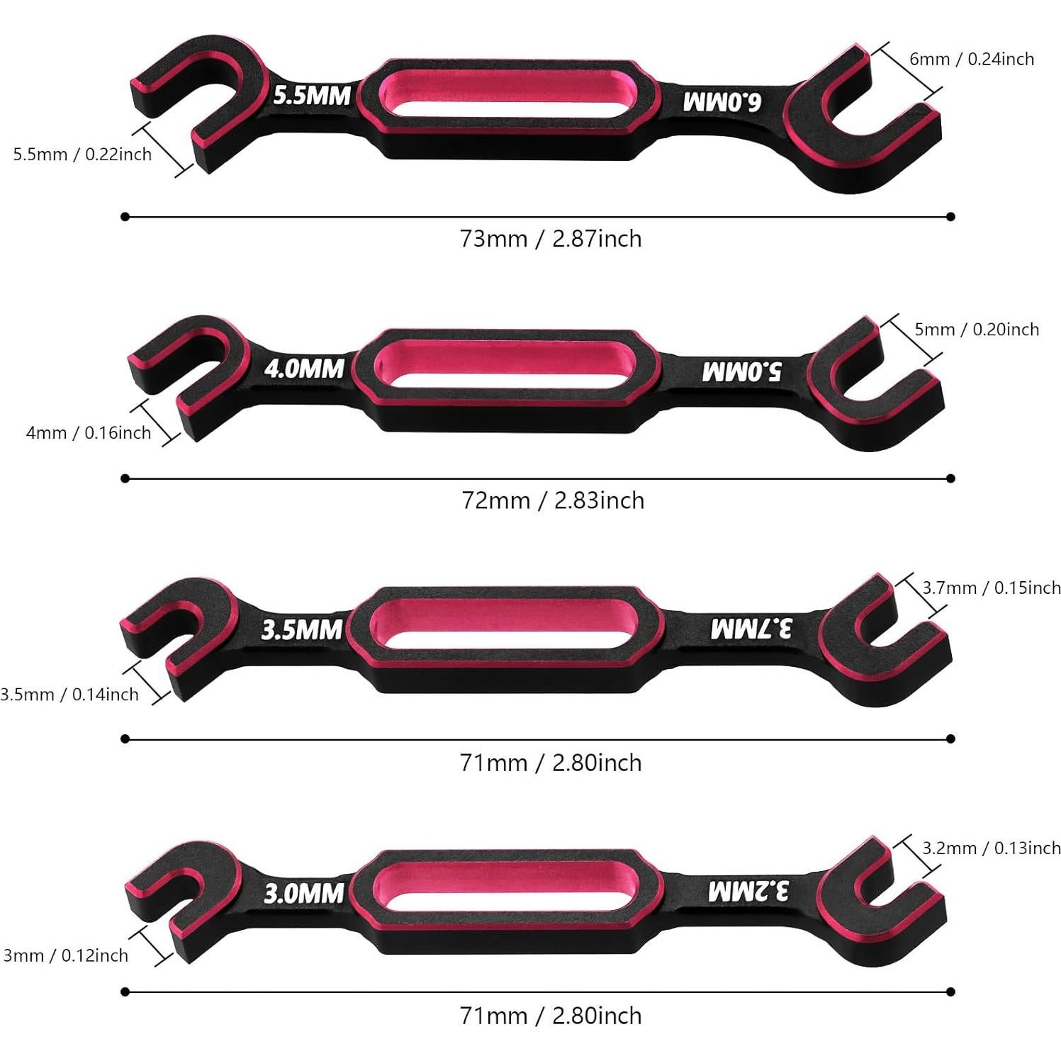Juego de 4 Llaves RCenjoy 3.0-6.0mm para Coche y Barco RC
