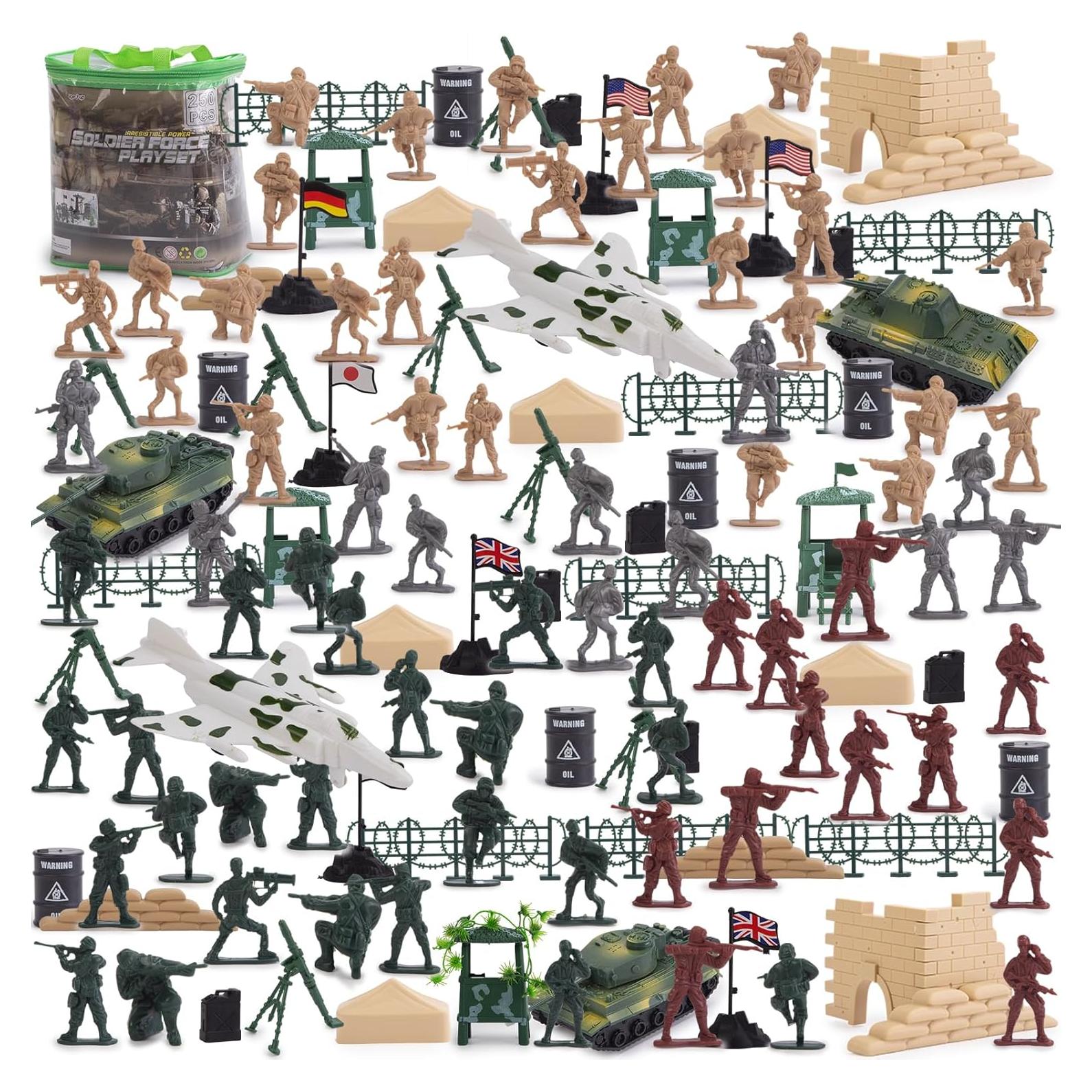 Conjunto de Soldados 3 Nutrias 250 Piezas con Accesorios