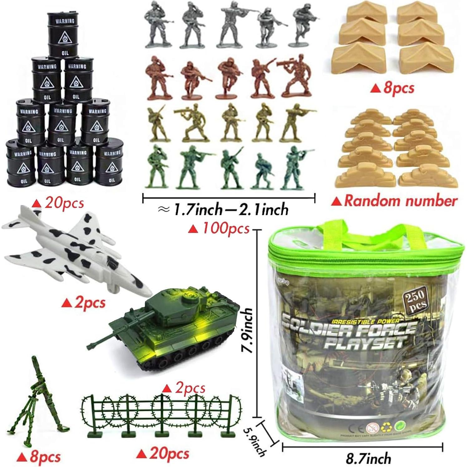 Conjunto de Soldados 3 Nutrias 250 Piezas con Accesorios