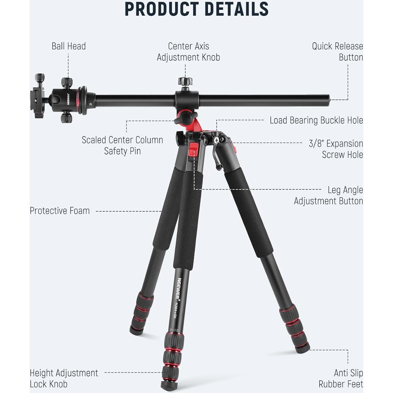 Trípode NEEWER de Aluminio 72" con Cabezal de Bola y Bolsa