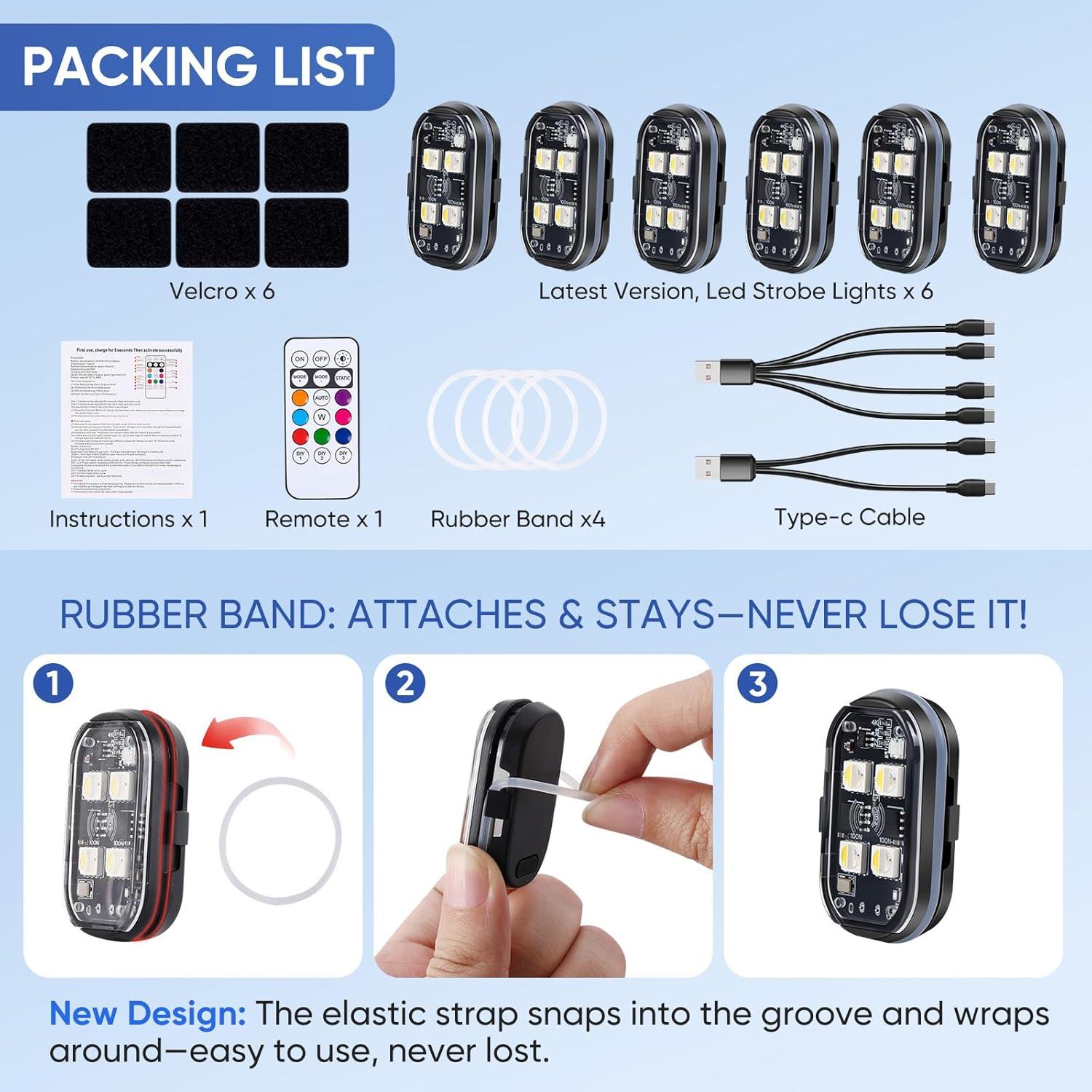 Luces Estroboscópicas LED Inalámbricas Aukmak 4 LEDs 8 Colores