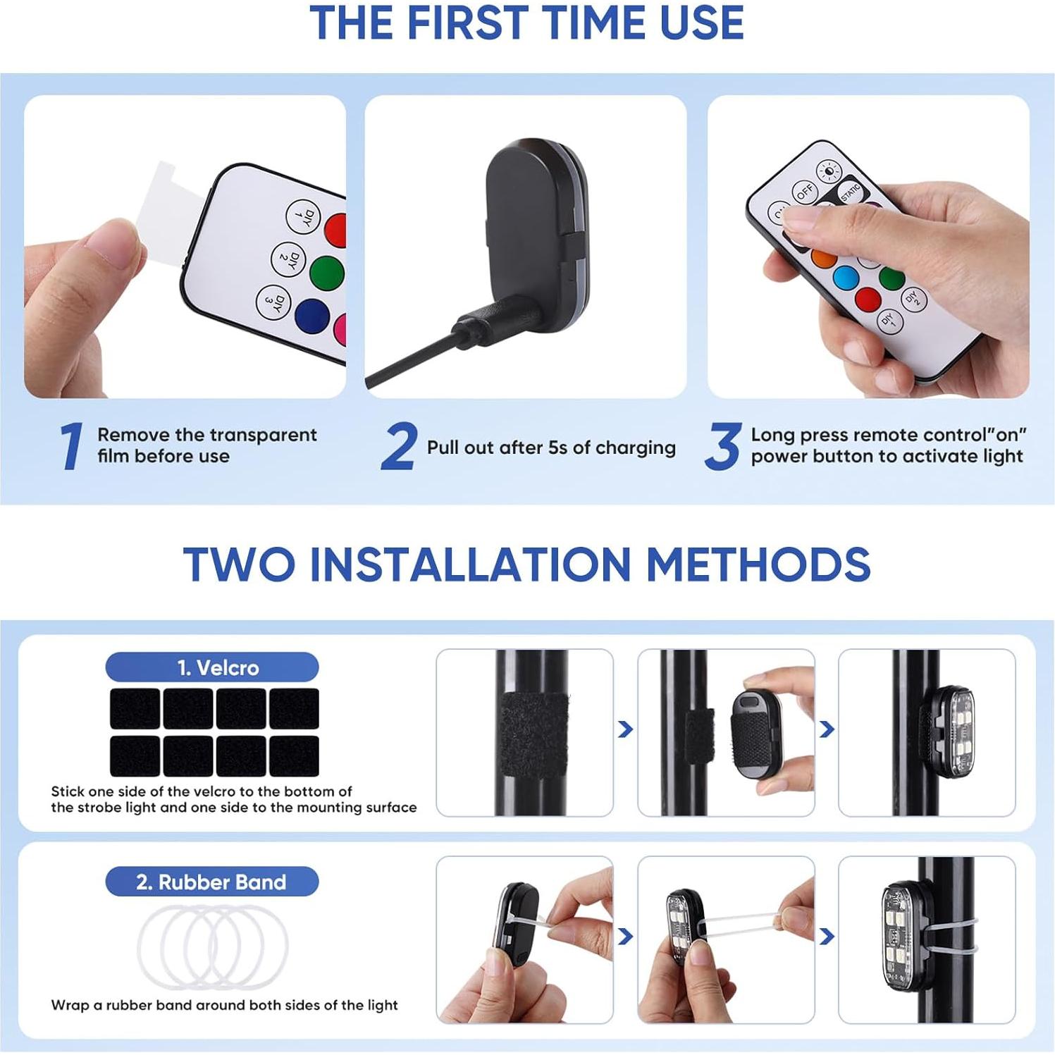 Luces Estroboscópicas LED Inalámbricas Aukmak 4 LEDs 8 Colores